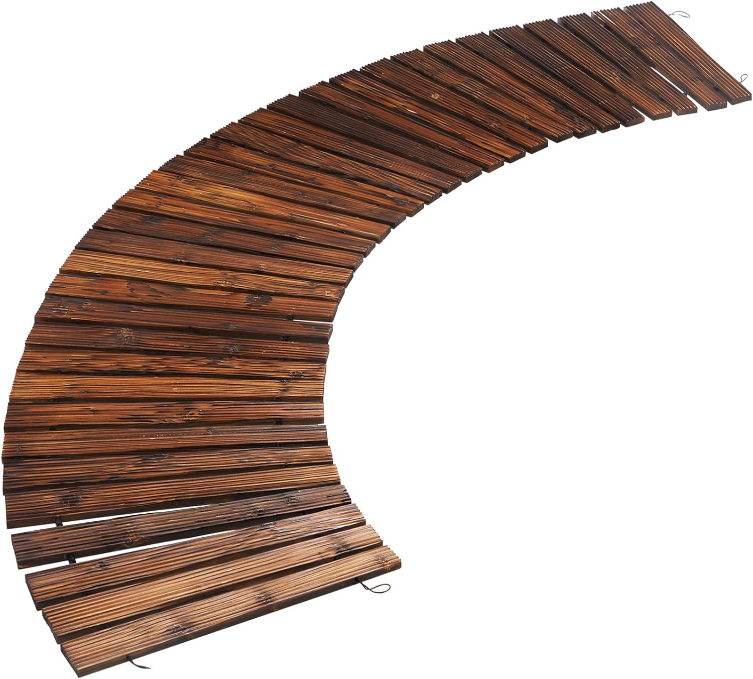 Livsip Curved Garden Pathway Wooden Walkway 8Ft Roll-Out Outdoor Backyard Furniture Charcoal image number 6