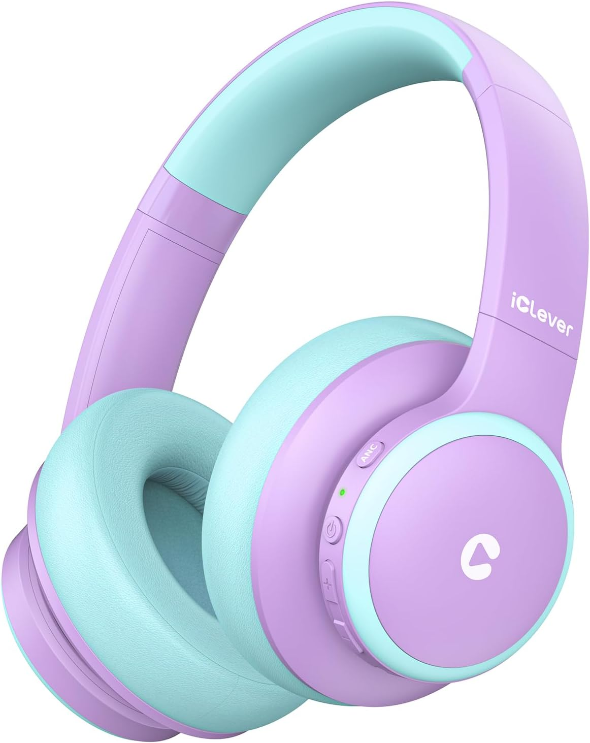 Iclever BTH26 Active Noise Cancelling Headphones Kids, 60H Play Time, Safe Volume 80Dba, Bluetooth5.4, Type C Fast Charging, Kids Bluetooth Headphones with Mic AUX Cord for Ipad Airplane (Purple)
