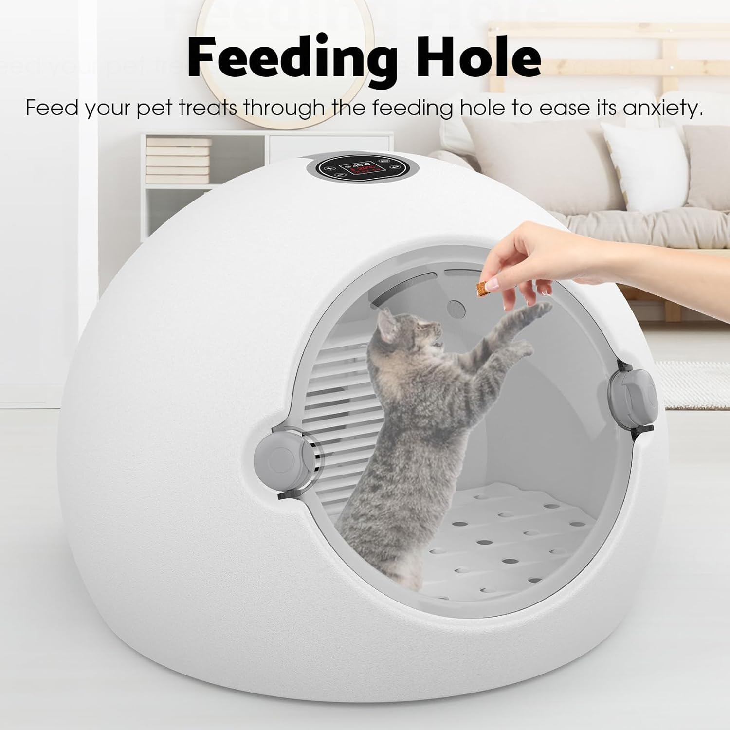 Advwin Automatic Pet Dryer Box 66L Capacity, Ultra Quiet Fast Hair Dryer for Cats and Small Dogs, 360&deg; Drying and Touch Panel, Smart Temperature Control, Pet Grooming image number 5