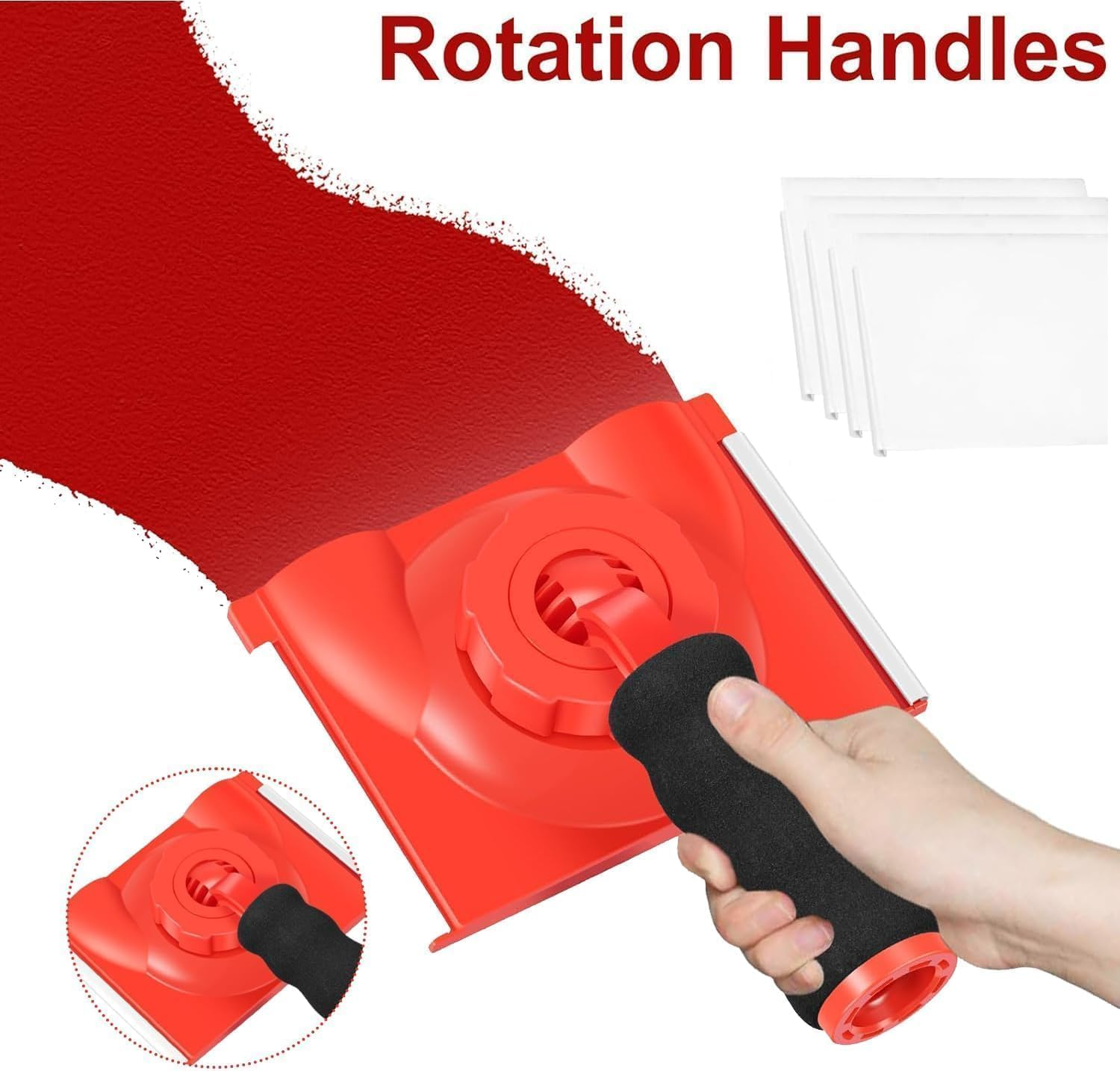 Paint Edger Trimmer with 2 Replaceable Pads, Adjustable and Washable, Rotatable Handle for Wall and Ceiling Edge Painting image number 4