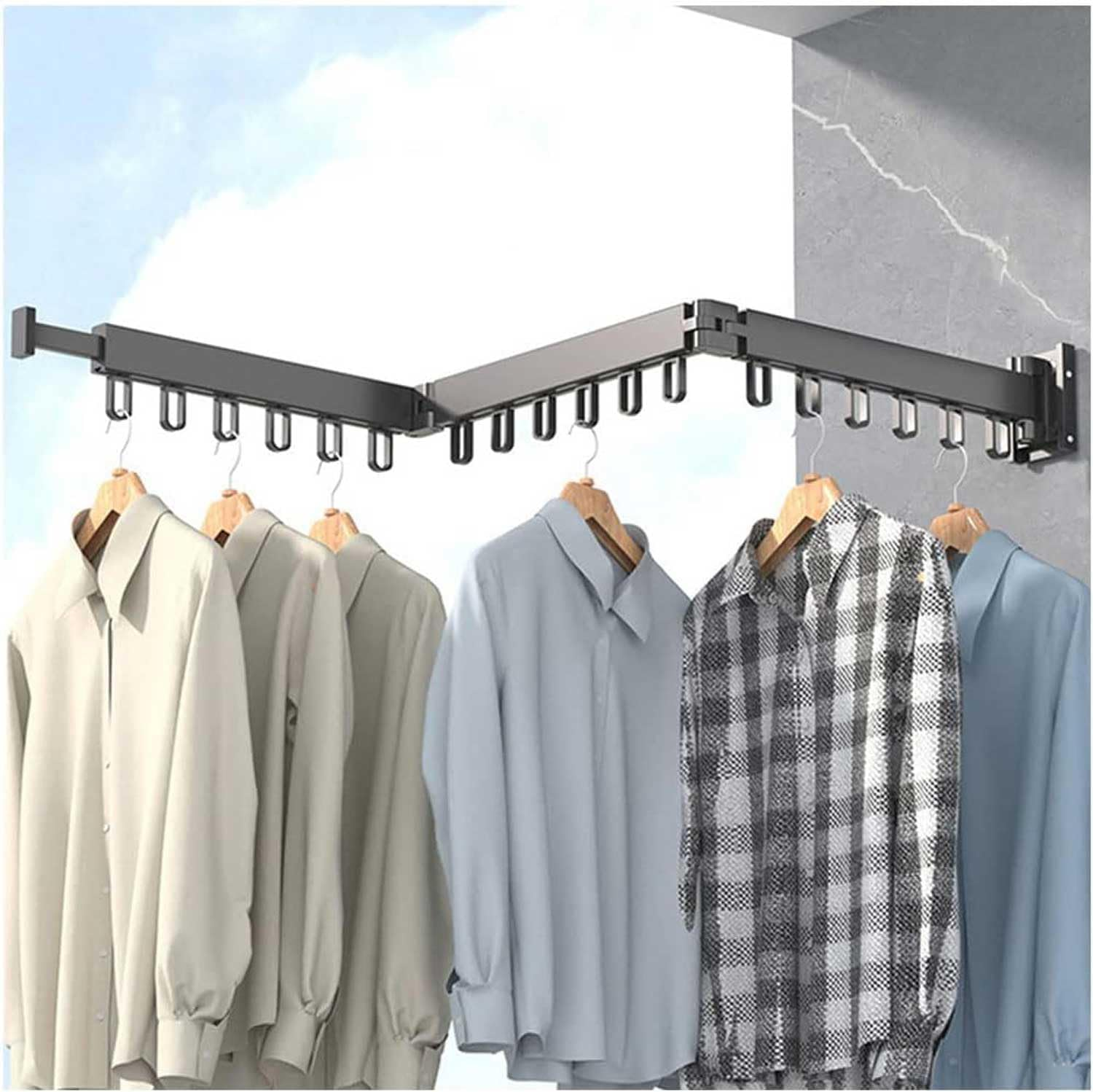 Wall Mounted Drying Rack, Clothes Drying Rack Wall Mount, Collapsible Clothes Rack, Space Saver,Retractable Clothes Hanger Rack,For Balcony,Laundry,Bathroom,Bedroom (Tri-Fold)