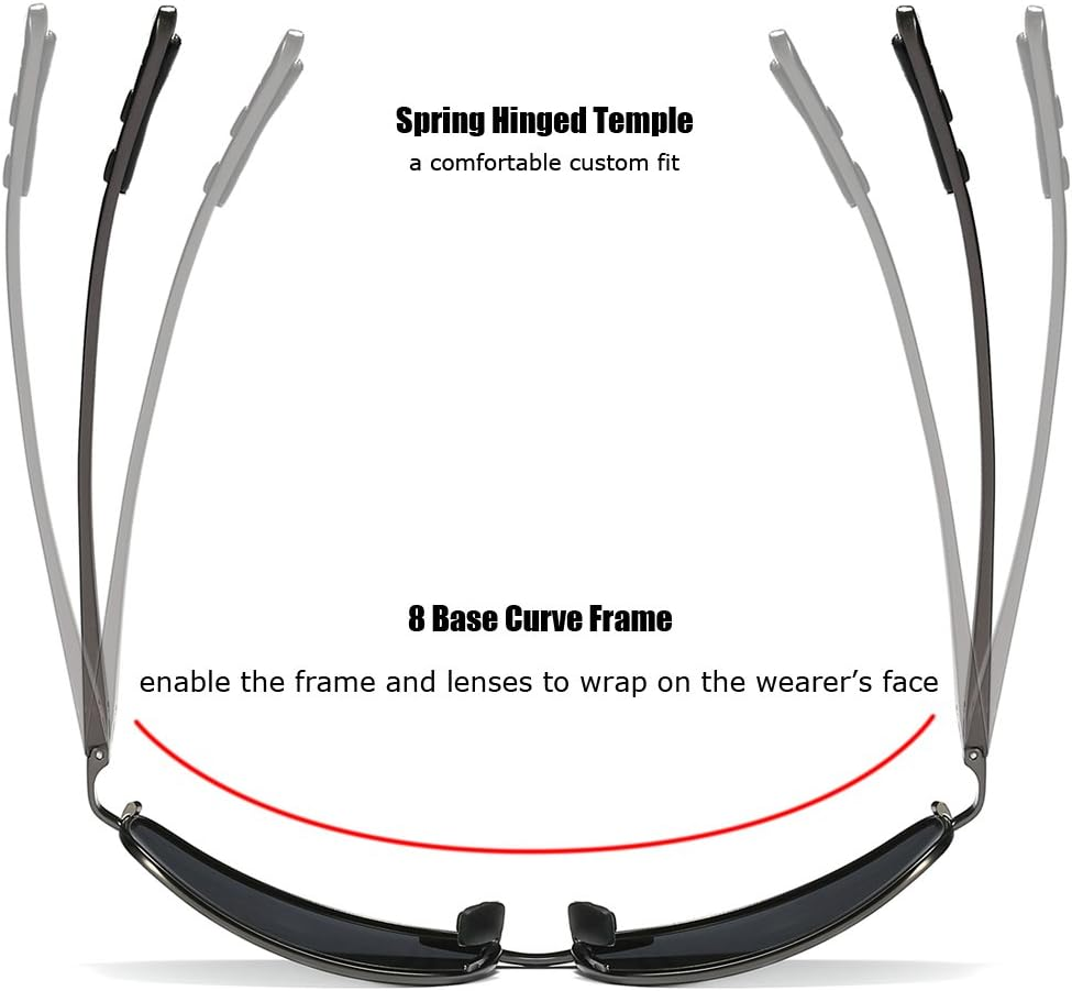 ZHILE Rectangular Polarized Sunglasses Al-Mg Alloy Temple Spring Hinge UV400 (Gunmetal, Gray) image number 5