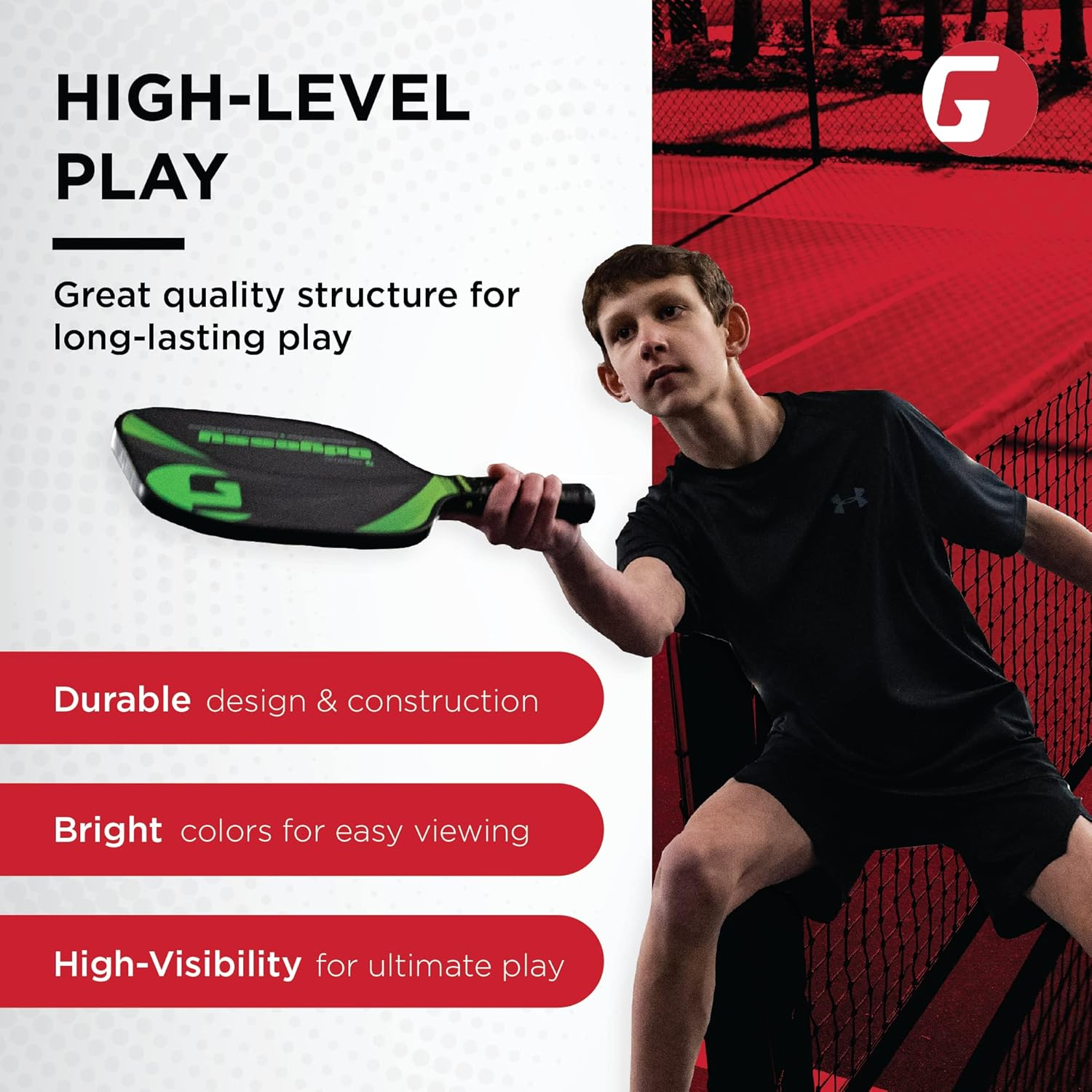 Gamma Sports Photon Indoor and Outdoor Pickleballs, High-Vis Optic Green USAPA Approved Pickleball Balls, (3, 6, & 60 Packs Available)