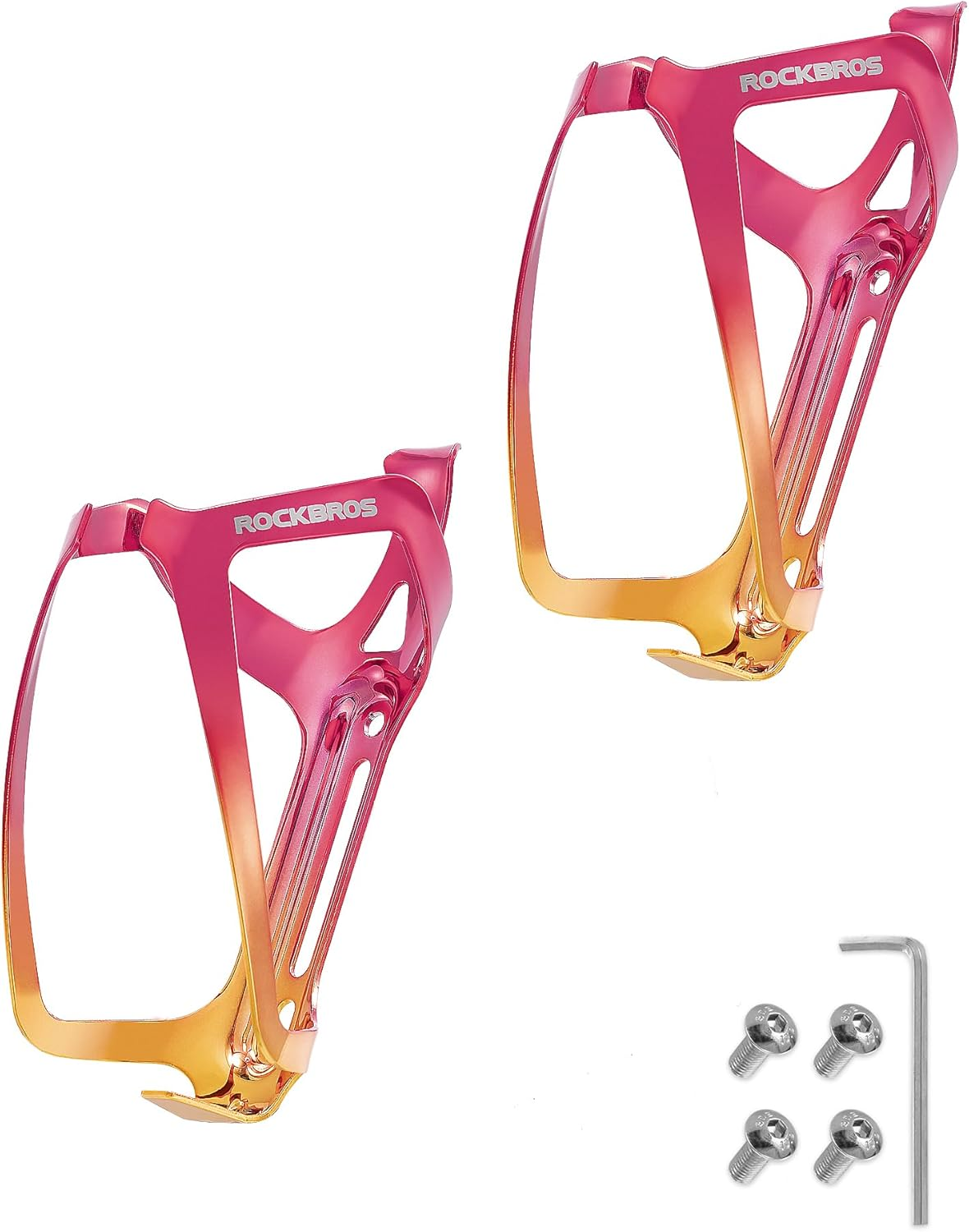 ROCKBROS Bike Water Bottle Holder - Lightweight Aluminum Bike Water Bottle Cage Brackets Adjustable Bicycle Cup Holder for MTB Road Bike - Black Red*2 image number 3