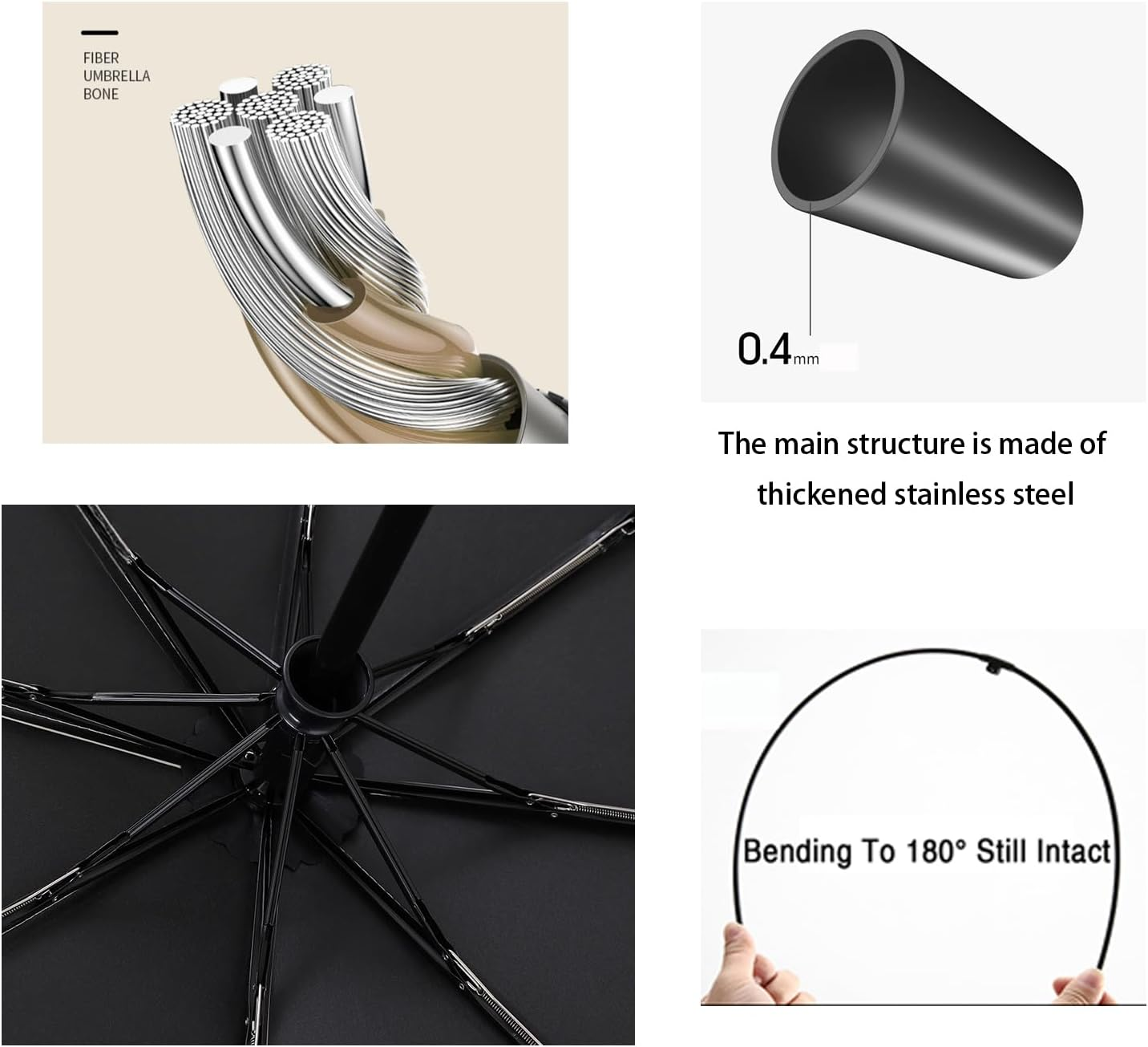 Travel Folding Umbrella Coating Layer Fabric Blocking/Portable Golf/Car Compact Umbrella/Lightweight Small Backpack/Rain Sun Automatic Open/Close anti UPF 50 UV Protection 99.9% /Men Women Kids - Beige image number 4