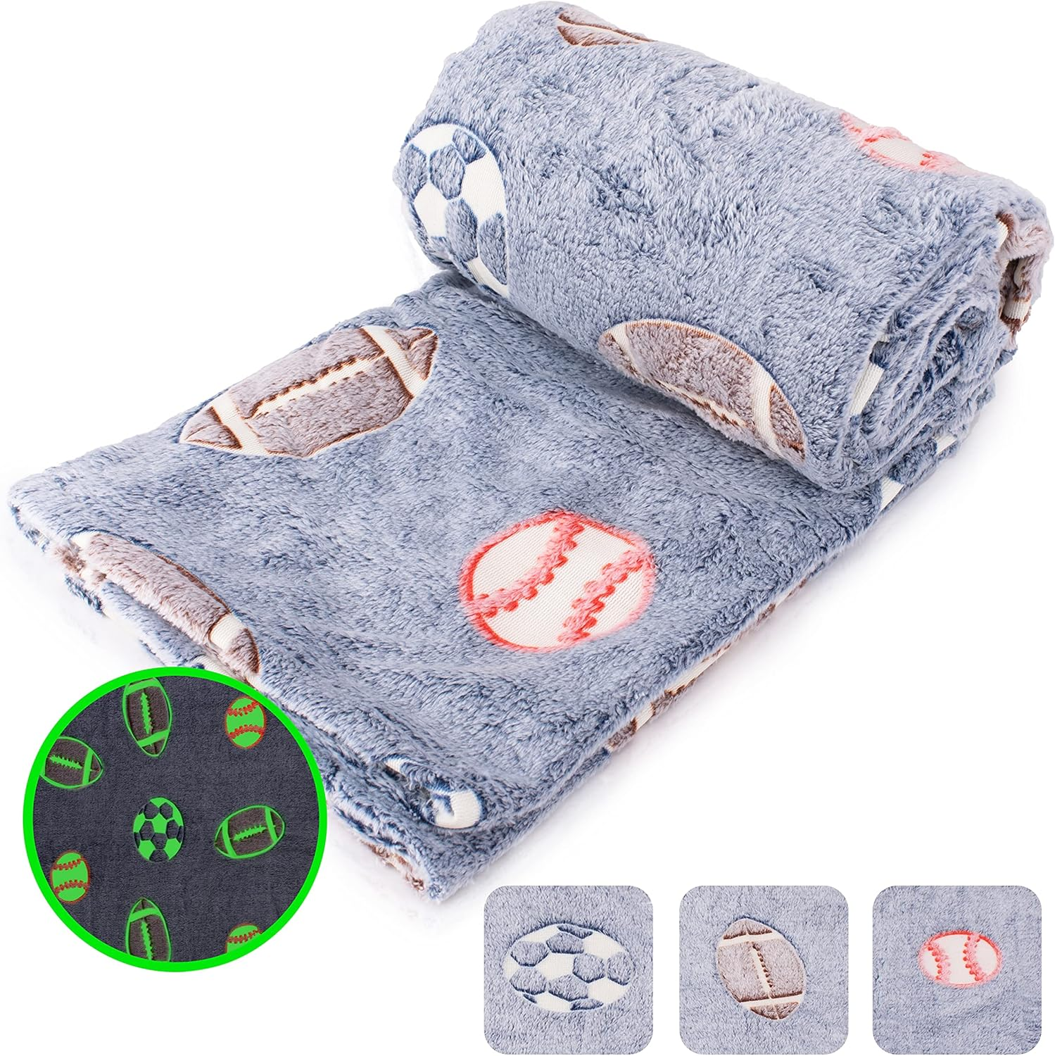 Glow in the Dark Blanket, Super Soft Blankets and Throws to Build Night Routine for Kids, Sports Designed Kids Blanket That Doesn'T Pill, Fray, or Fade, Comfortable Toddler Blanket for Boys and Girls image number 3