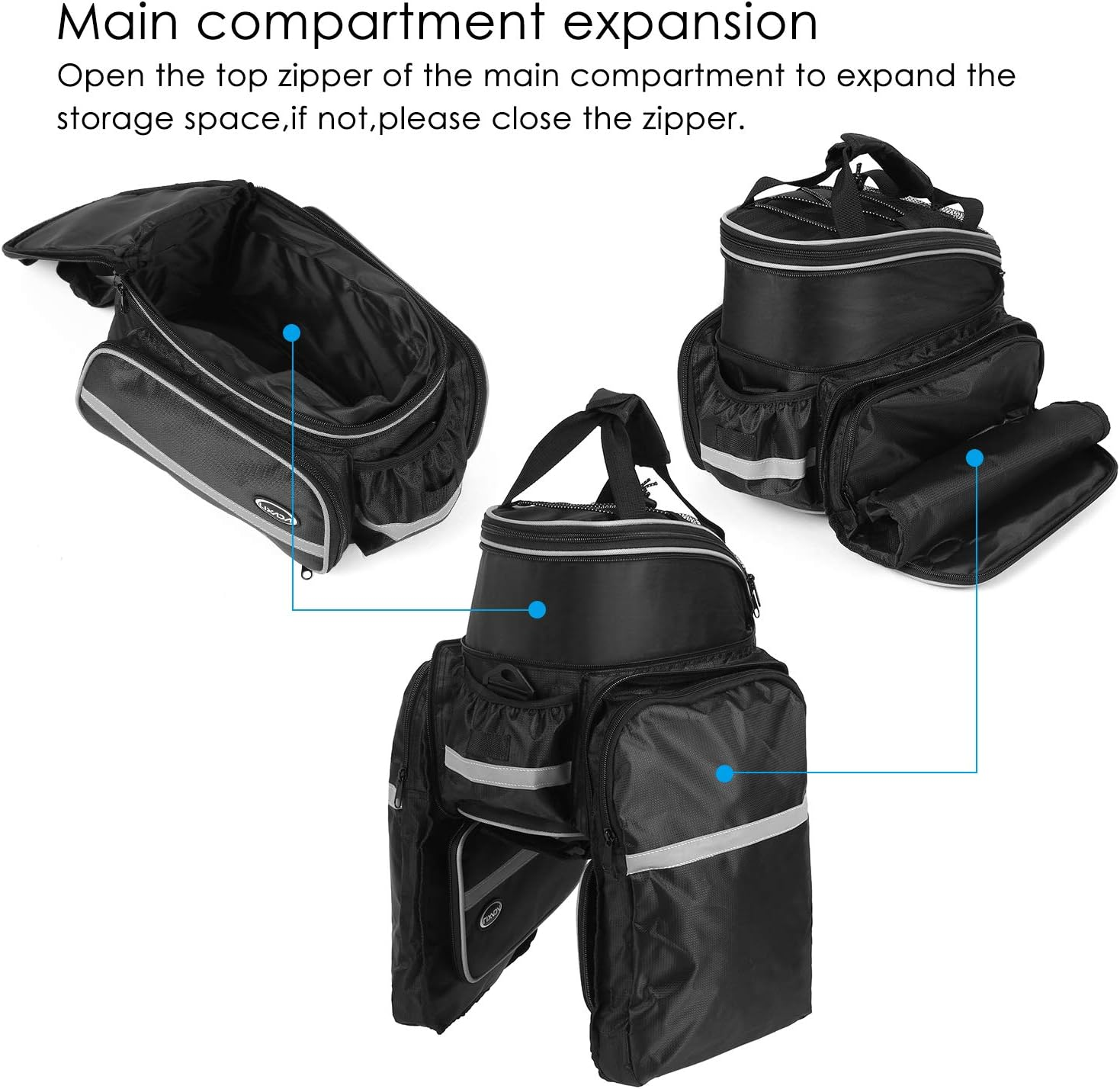 Mingzhe Waterproof Bicycle Rear Seat Bag Cycling Bike Trunk Bag Bike Pannier Bag Shoulder Bag with Rain Cover