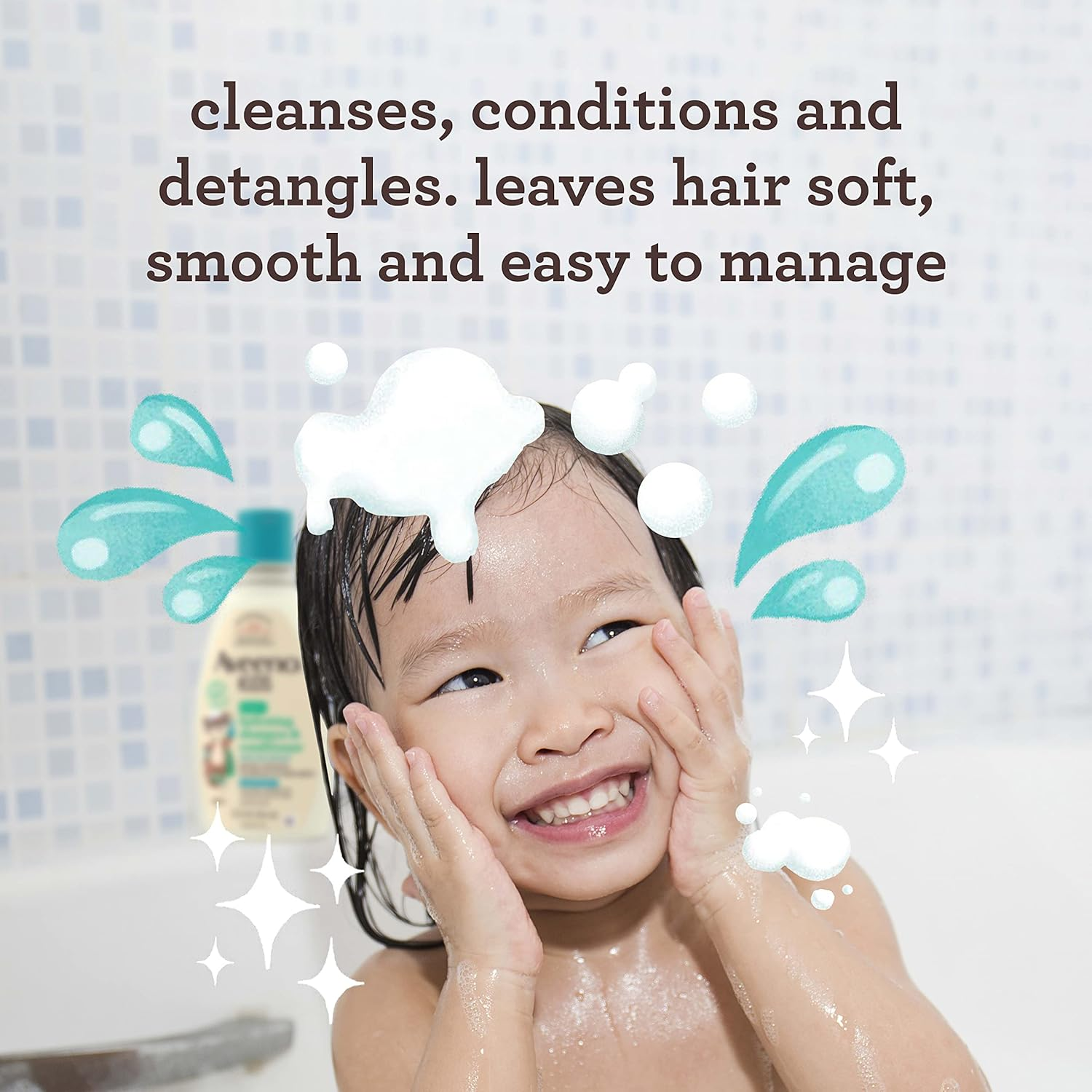 Aveeno Kids 2-In-1 Hydrating Shampoo & Conditioner, Gently Cleanses, Conditions & Detangles Kids Hair, with Oat Extract, for Sensitive Skin & Scalp, Hypoallergenic, 3 Pack, 12 Fl. Oz image number 4