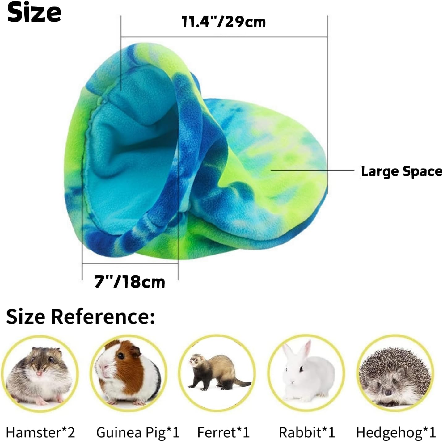 2 Pack Guinea Pig Snuggle Sack Soft Fleece Large Hideout Ferret Cozy Cave Hamster Sleeping Bag Small Animal Bed for Rabbit Bunny Chinchillas Rat Squirrel Hedgehog Cage Accessories (2 Pack, Large) image number 1