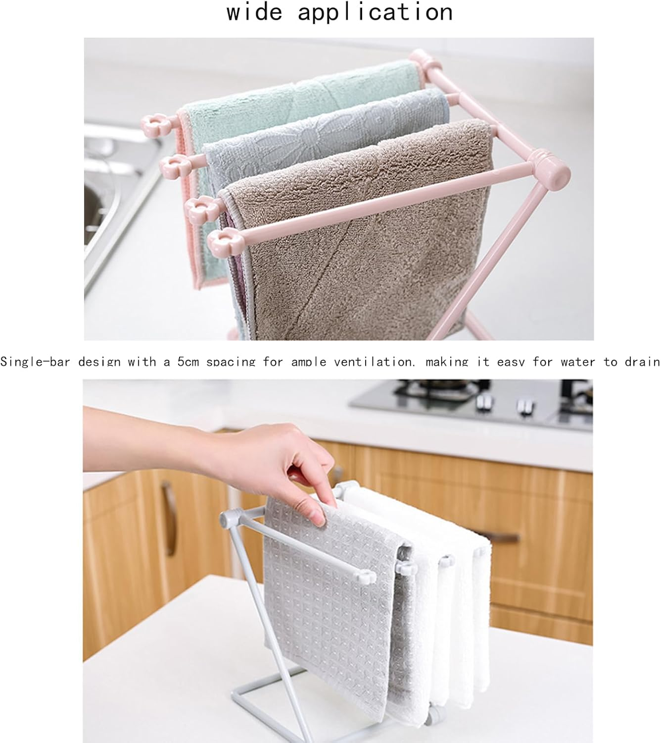 Countertop Dishcloth Drying Rack Foldable Kitchen Rag Holder, Towel Bar, Desktop Hand Towel Stand for Kitchen, Bathroom (Blue) image number 3
