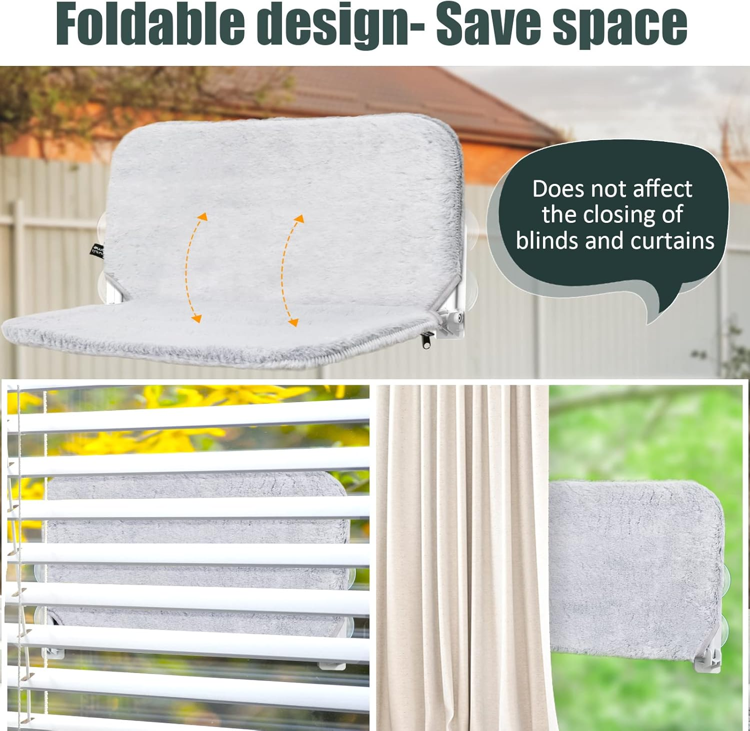 GUUSII HOME Cat Hammock Window Lounger Window Cat Bed Cat Hammock Holds up to 25 Kg (Grey, M) image number 5