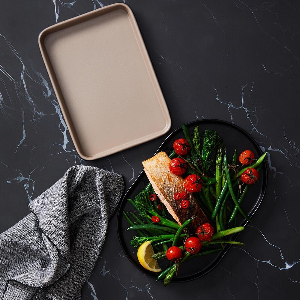 Stanley Rogers Ceramabake Baking Tray 23 X 16 X 2Cm &ndash; Healthy Non-Stick Ceramic Oven Tray, Bake without PFAS, PTFE, PFOS, PFOA, Cadmium & Lead. Ideal for Roasting, Baking and Everyday Cooking