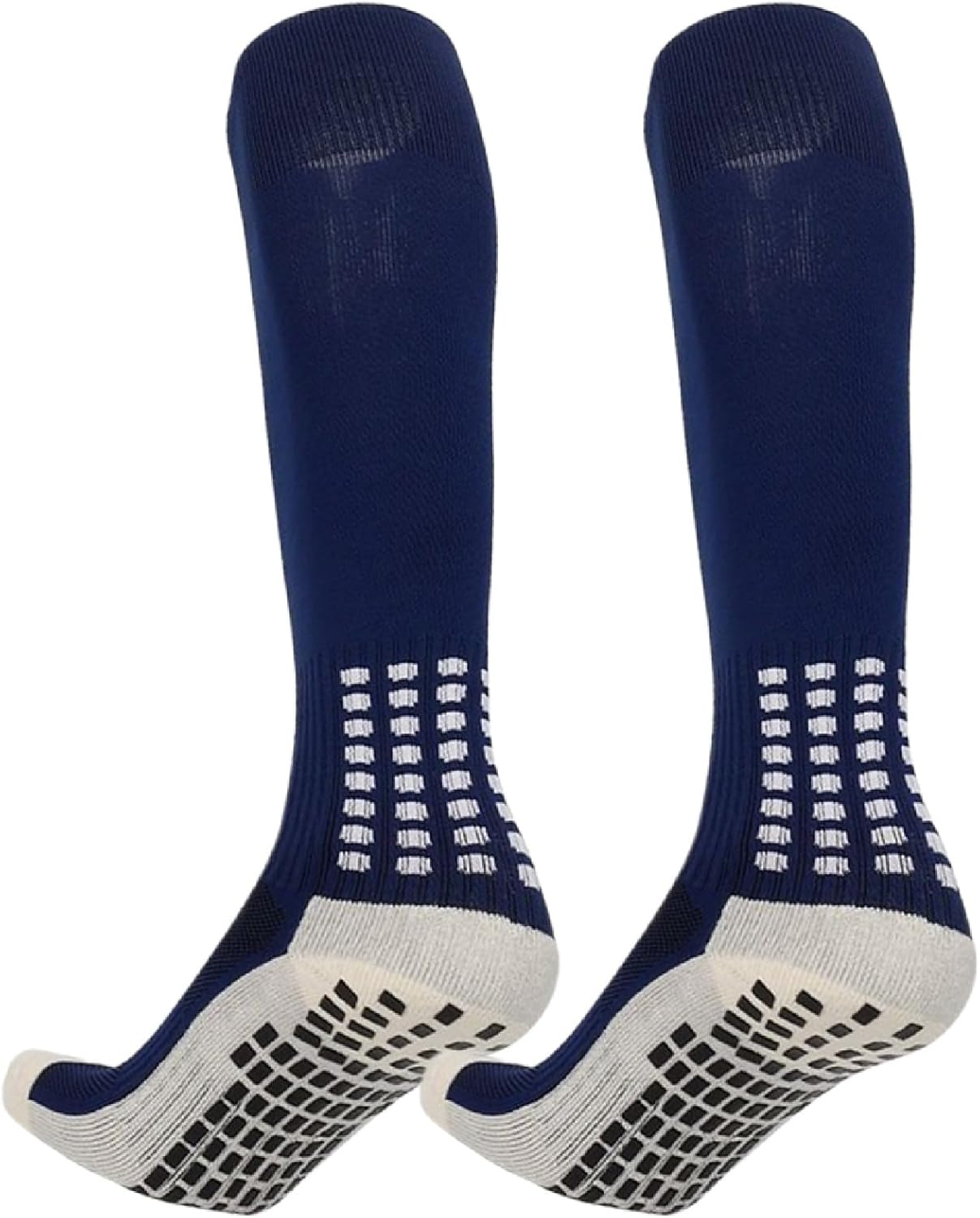 Dress Cici Men'S Knee High Running Socks with Cushion Comfort, Silicone Grip Athletic Socks for Basketball and Football Etc (2 Set) - Navy 2Pairs image number 3