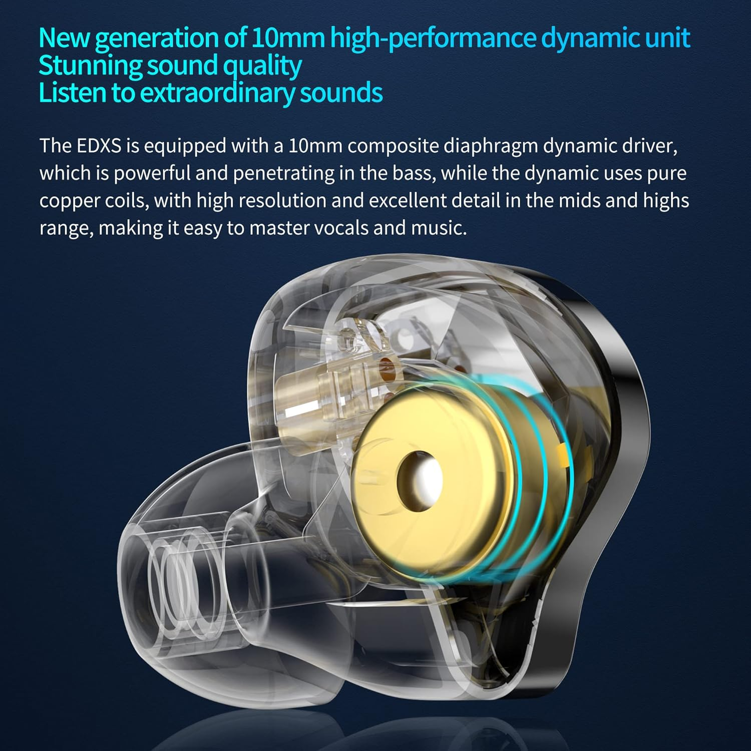 Keephifi KZ EDXS in Ear Monitor Headphones 10Mm Dynamic Driver Hifi 3D Metal Earphone, KZ Wired Earbuds IEMS with High Resolution Sound and Detachable Cable (No Micro)