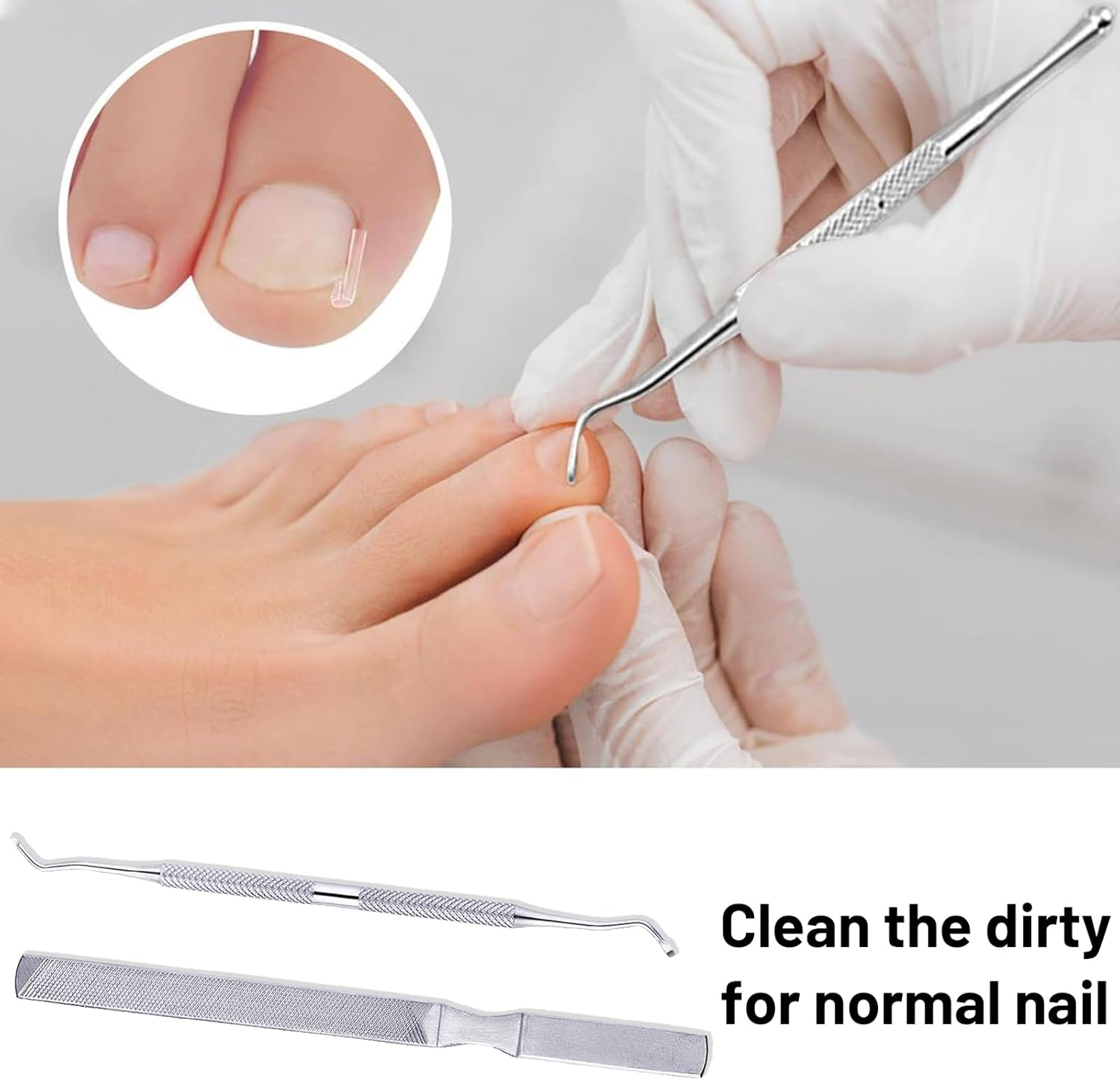 2PCS Toe Nail Files for Fungal Thick Nails,Long Steel Nail File for Onychomycosis, Fungal & Ingrown Nails &ndash; Dual-Ended Toenail Lifter,Nail Tools for Men & Women'S image number 4