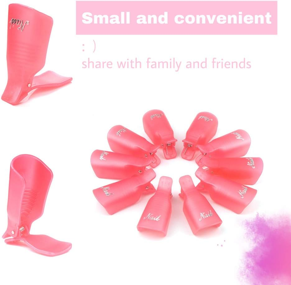 Hanyousheng Acrylic Gel Polish Clips, Nail Clip Nail Art Gel Polish Remover Plastic, 10 PCS, Pink image number 6