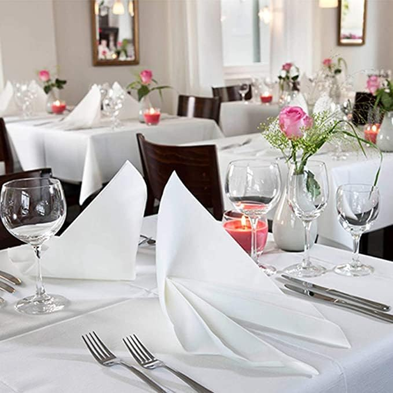 Cocktail Napkins Disposable Beverage Bar Napkins Black Linen-Like Square Napkins Party or Wedding 20&times;20Cm,White,100 Pack