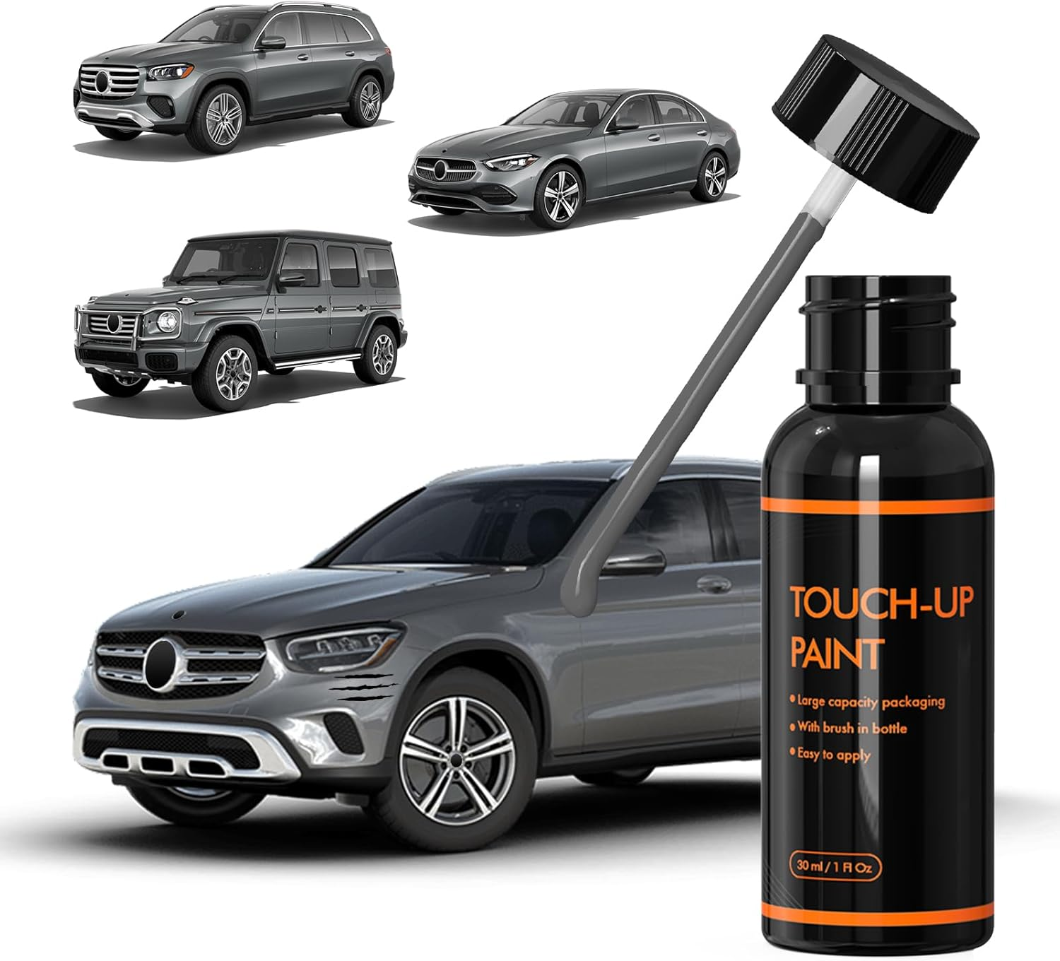 992 Selenite Gray Touch up Paint for Mercedes Benz, DIY Car Paint Scratch Repair Kit, Automotive Paints, Quick & Easy Fix Scratch Repair for C/E/S/G/Cla/Glc/Gle/Gls/Eqe/Eqs/Maybach/Sprinter image number 1