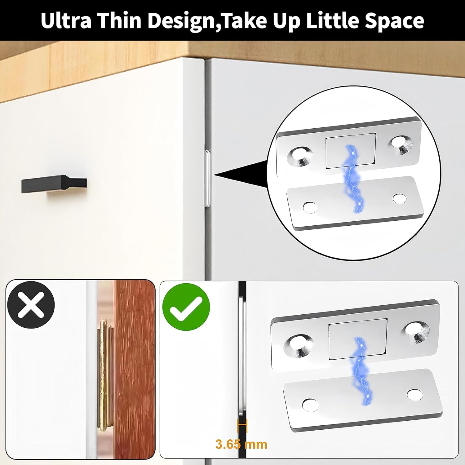 Cabinet Magnetic Catch 6 Pack Ultra Thin Cabinet Door Magnetic Catch for Drawer Magnets Adhesive Cabinet Latch Magnetic Closures for Kitchen Closet Door Closing Magnetic Door Catch Closer image number 5