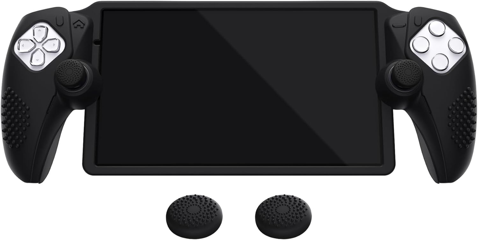 Playvital Design for PS Portal Silicone Protective Case with Thumb Grips &ndash; Enhanced Grip Comfort | Anti-Slip 3D Studded Design | Full Protection | Perfect Fit - Black