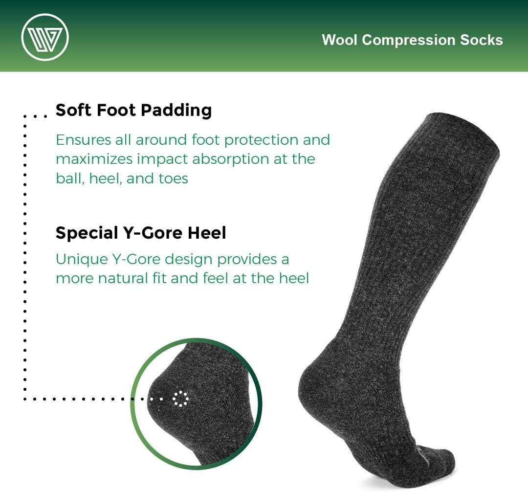 Wanderlust Merino Compression Socks - Premium Knee-High Wool Support Stockings for Men & Women. Boosts Energy, Stamina & Circulation - Best for Swelling, Travel, Hiking, Edema, DVT, Pain & More! image number 1