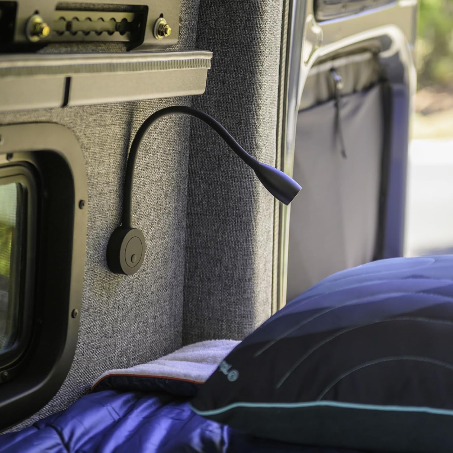 RV 12V Reading Light, Dimmable Boat Bedside Reading Lamp, Gooseneck LED Spot for Motorhome Camper Van Truck Cararvan, Integrated USB Charger&Press Dimmer, Black image number 3