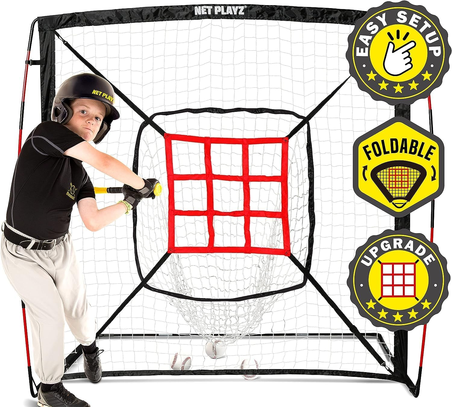 Baseball Net - Pitching Net Hitting Net Batting Practice Net (9 Strike Zone, Portable & Quick-Fold) Baseball Gifts for Kids Children & Teens | Training Aids Equipment image number 3