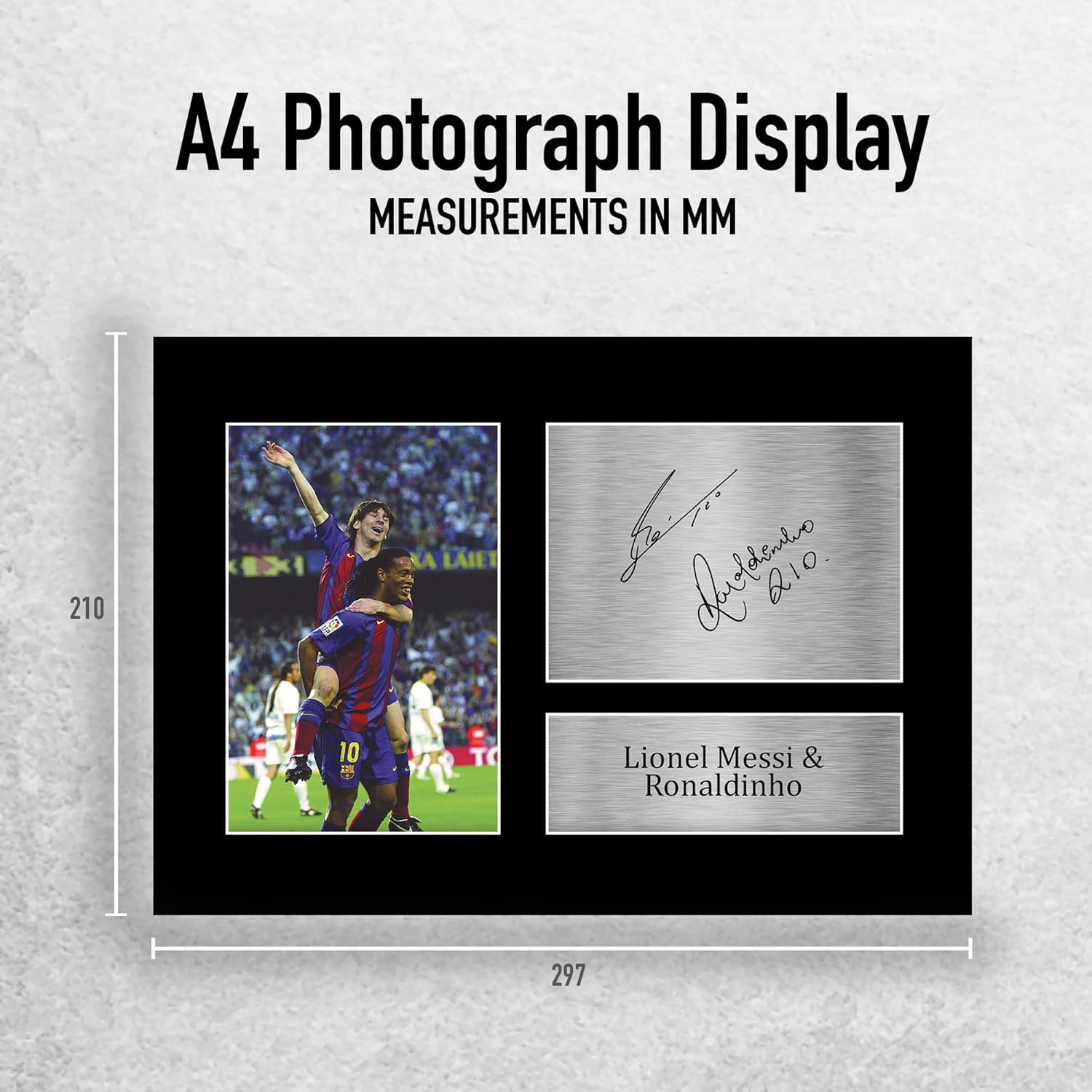 HWC Trading A4 Lionel Messi & Ronaldinho Barcelona Gifts Printed Signed Autograph Picture for Football Fans and Supporters - A4