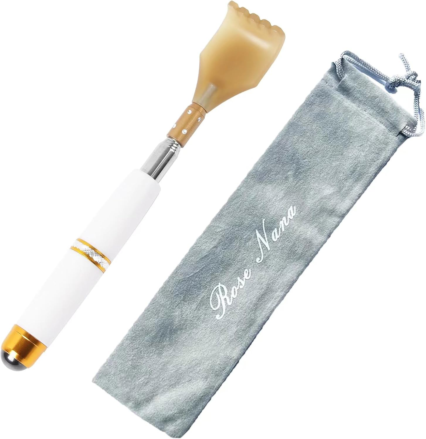 Back Scratcher for Adults, Portable Extendable Stainless Steel Telescoping Back Massager for Men Women Kids Itch Relief (20 to 53Cm) (White)