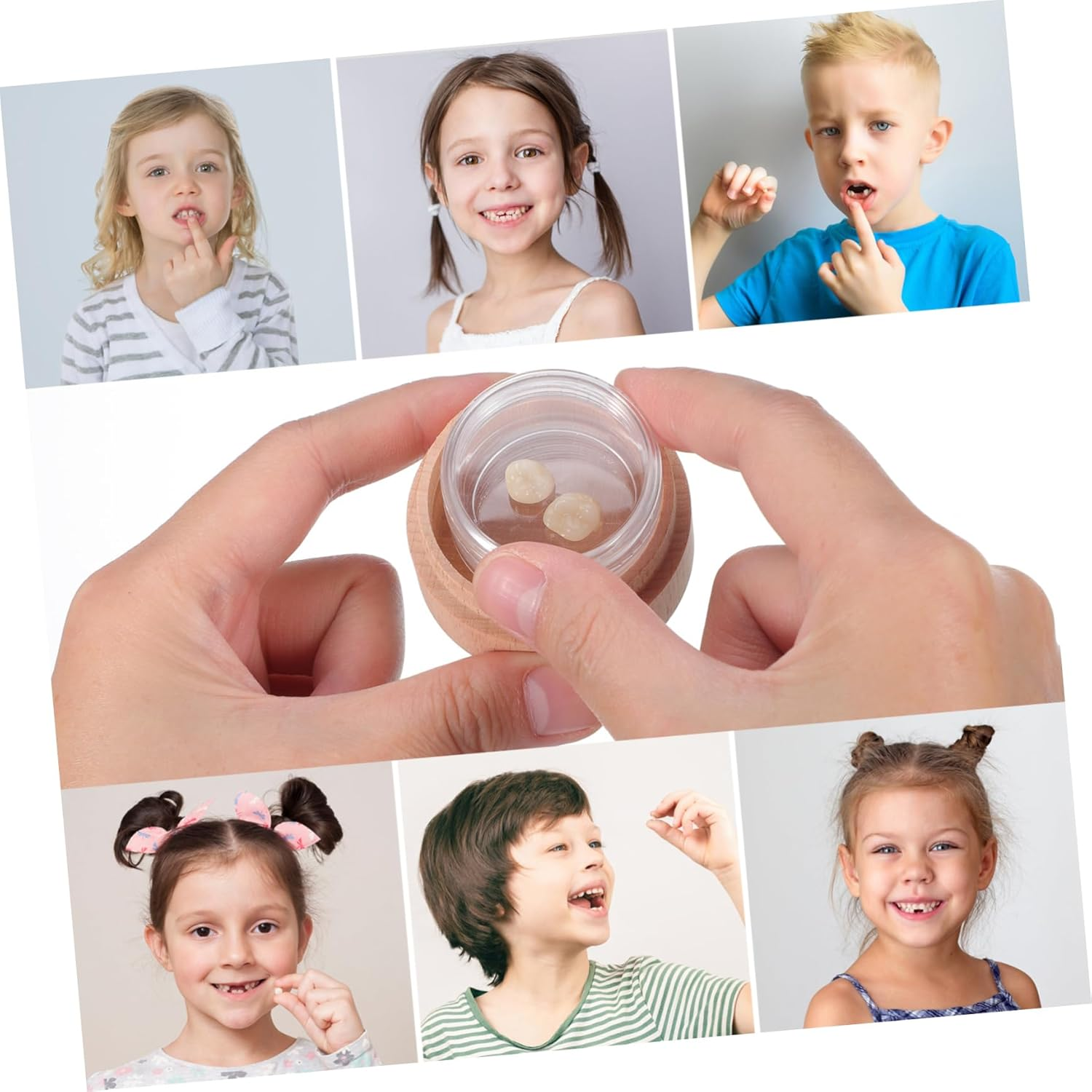 ULTECHNOVO 4Pcs round Wood Storage Box Multipurpose Keepsake Box Lid Tooth for Boys and Girls Decorative Trinket image number 2