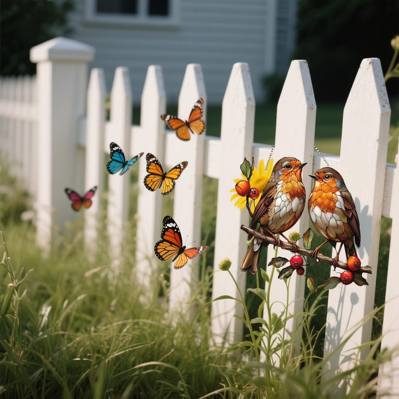 Amaezorx 1 Pack 20X20Cm Bird Suncatchers - Acrylic Stained Glass Window Decor with Hummingbird Design, Vibrant Garden/Patio/Home Decoration for Indoor & Outdoor Use image number 5