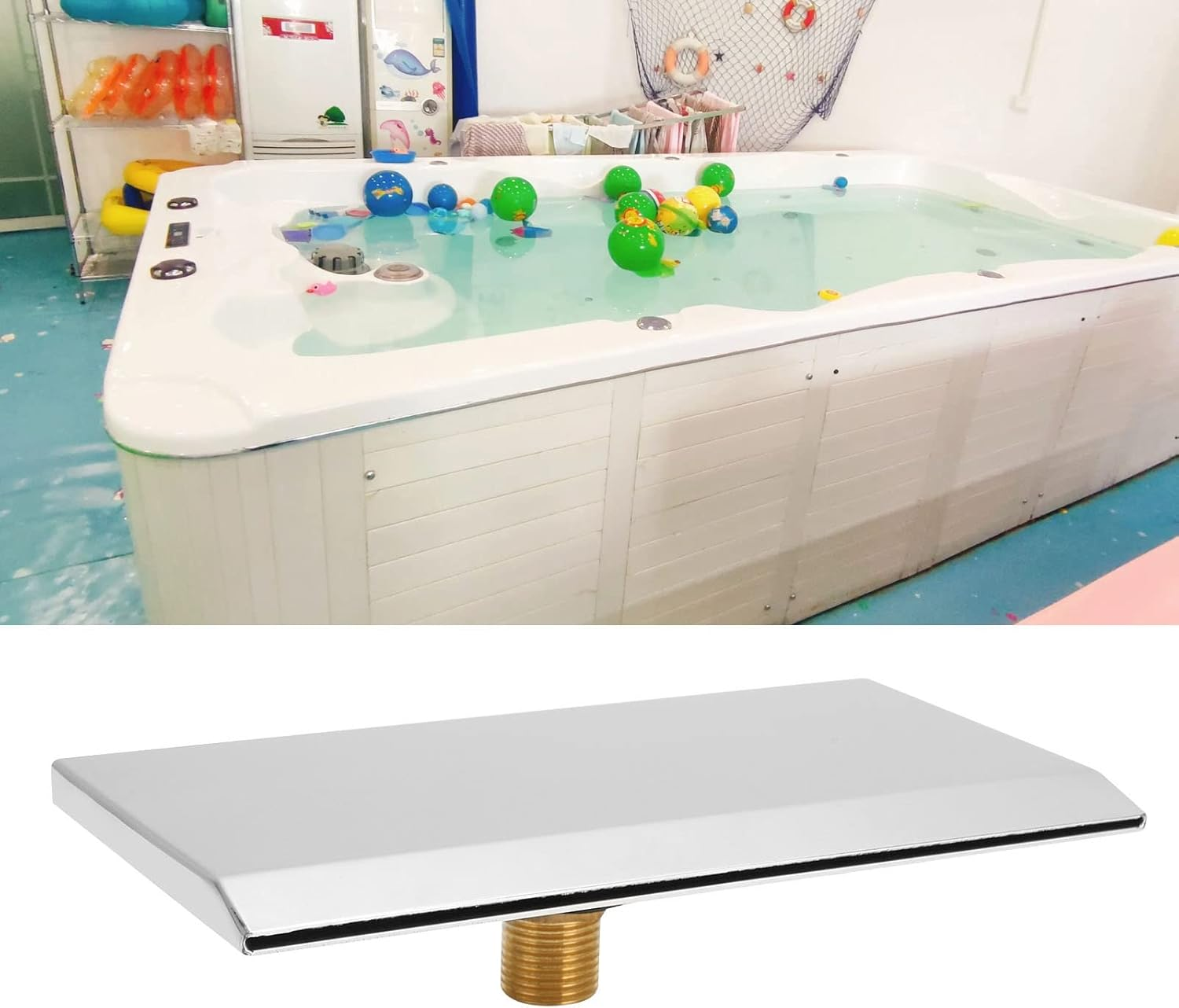 Pergar Pool Waterfall Fountain, Wall Mounted Waterfall Outlet Nozzle, G1/2 External Thread, Silver image number 2