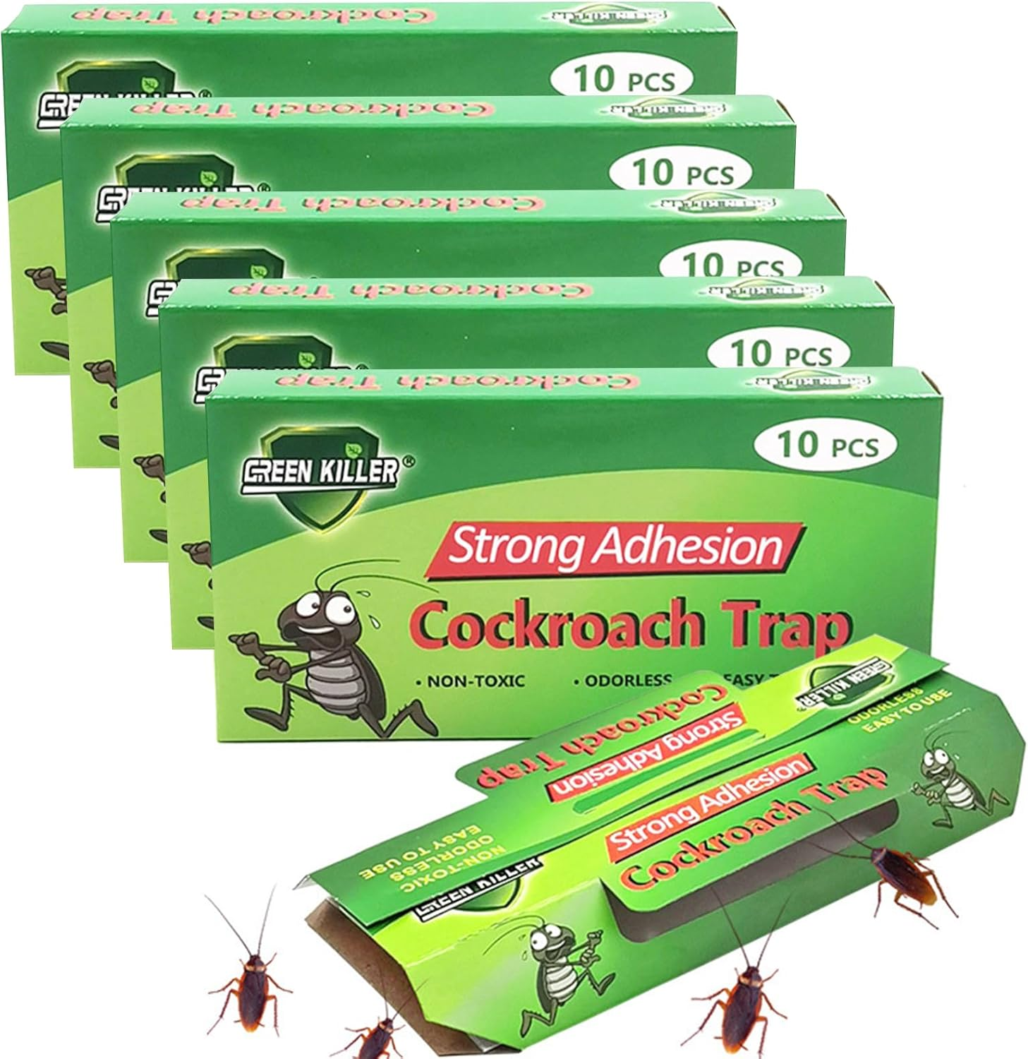 Cockroach Traps, Strong Adhesive Roach Traps, Highly Effective Roach Trap, Cockroaches Killer, Safe Cockroach Bug Trap for Indoor Use, No Smell & Non-Toxic, User Friendly (50 Pack) image number 5