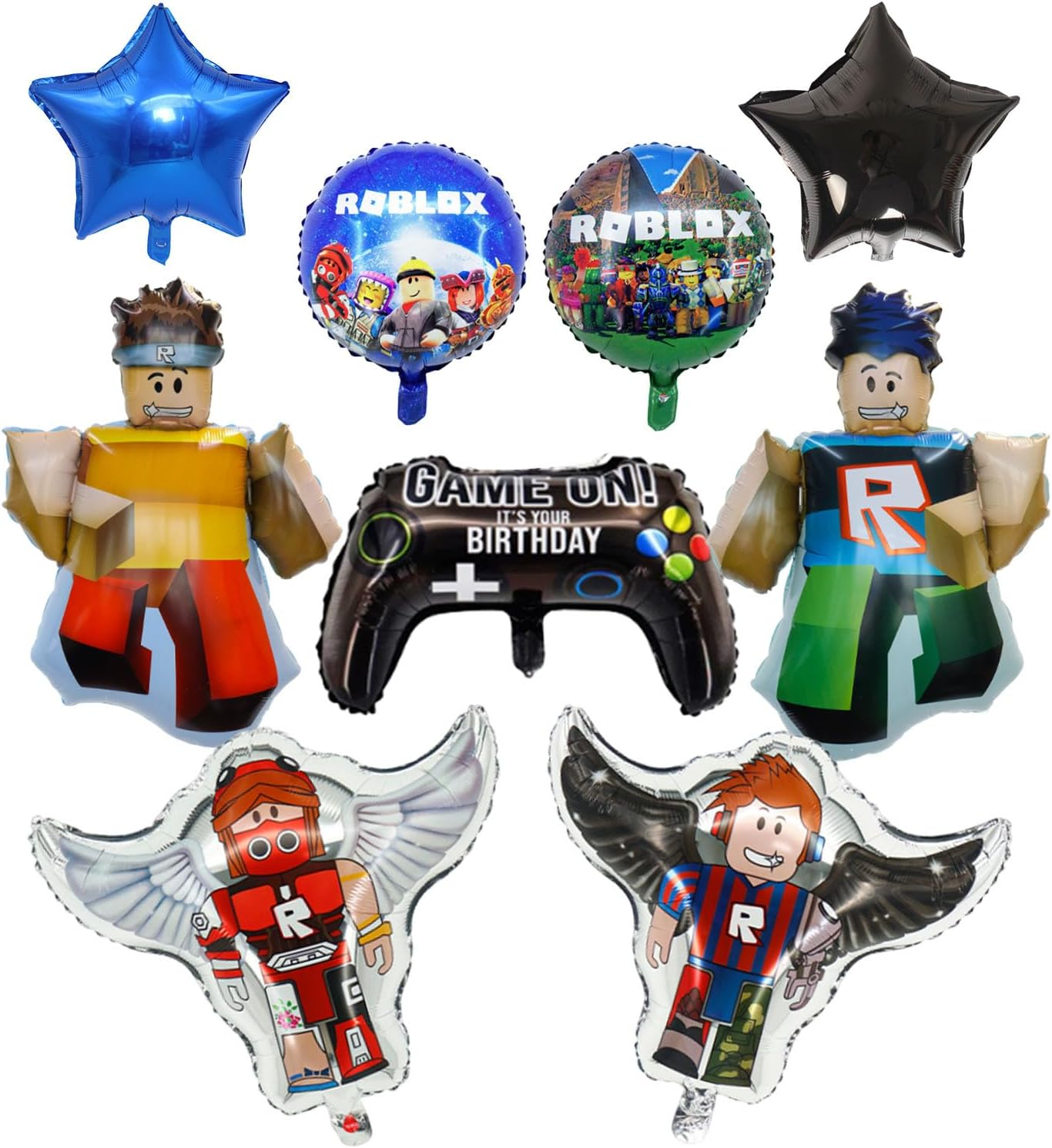 9 Pcs Game Foil Balloons, Metallic, BALLOON, Birthday, Unisex Children