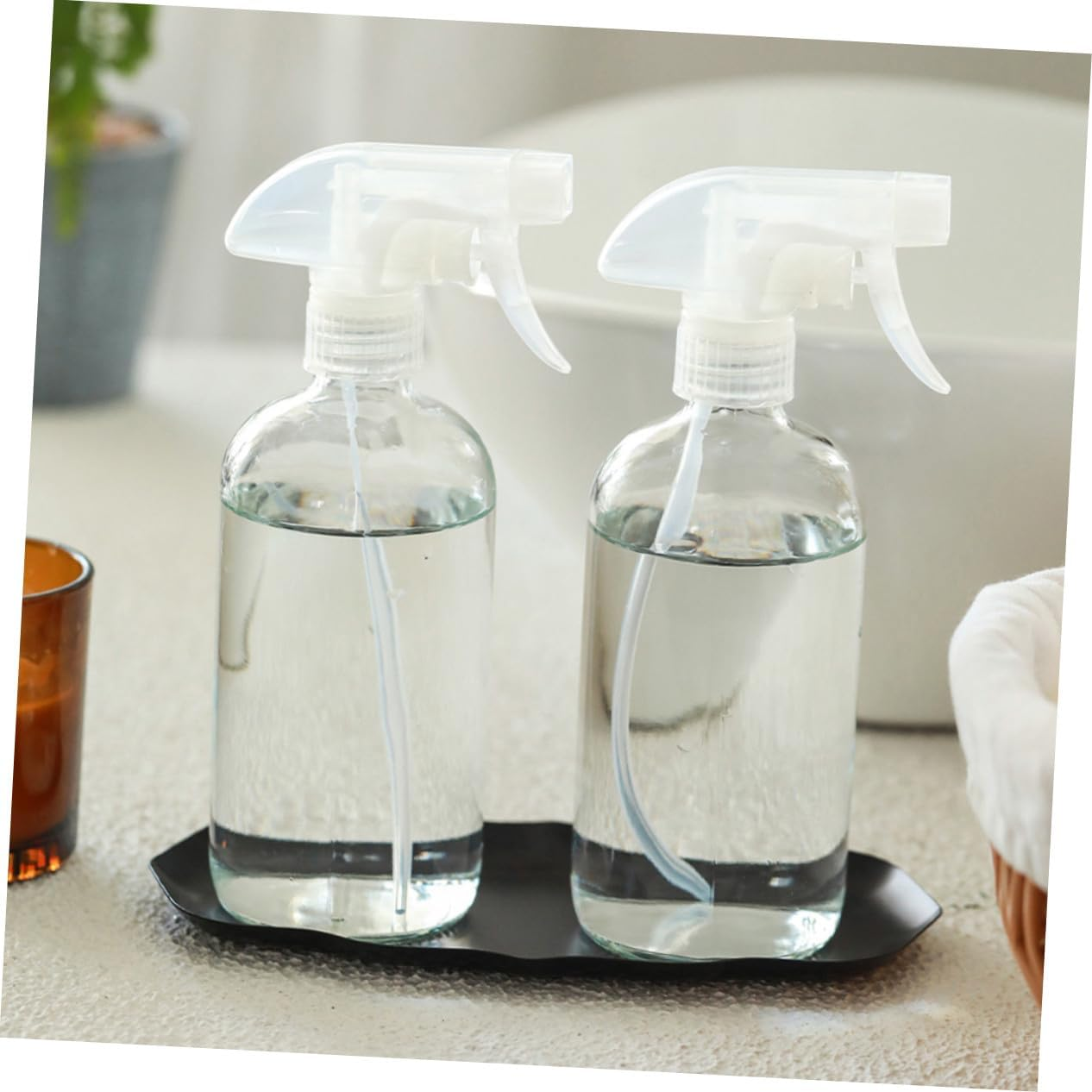 Healvian 2Pcs 500Ml Glass Refillable Spray Bottles Portable for Salon Home Cleaning and Gardening Liquid Misting image number 4