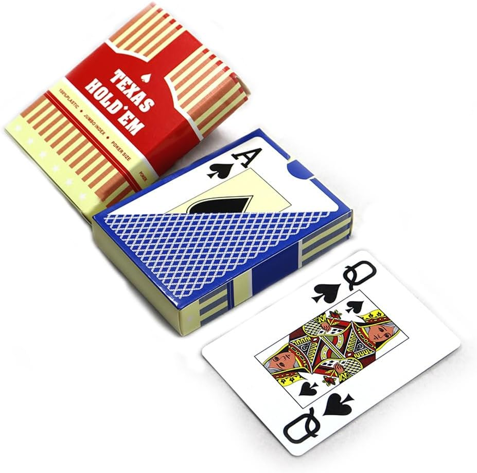 2 Pack Plastic Waterproof Playing Cards, 2 Decks, Red & Blue, Premium Professional Poker Cards, Bridge Cards, Jumbo Index for Blackjack, Texas Hold&rsquo;Em Poker, Canasta Card Game image number 5
