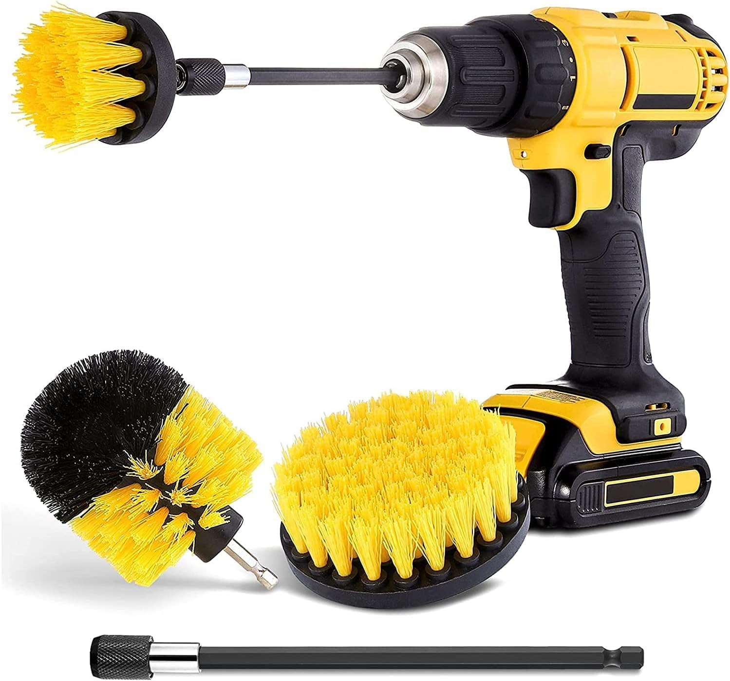 4 Piece Drill Brush Attachment Set, Includes Scrub Daddy & Scrub Mummy Pads, All Purpose Power Scrubber Cleaning Brush Kit with Extend Long Attachment for Grout, Tiles, Tub, and Car Surfaces image number 2