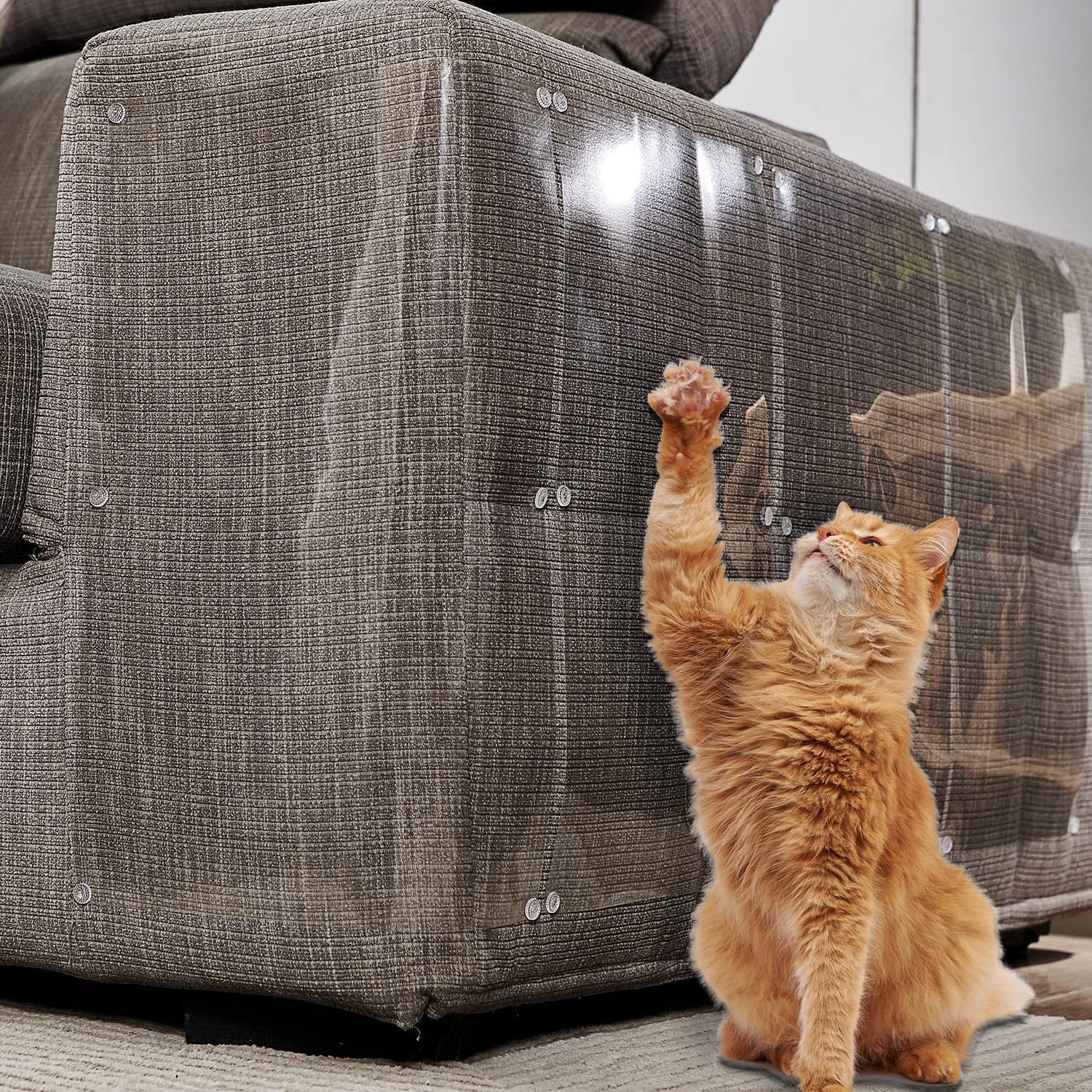 10 Pcs Furniture Protectors from Cats, Clear Self-Adhesive Cat Scratch Deterrent, Couch Protector 4 Pack X-Large (18"L 12"W) + 4 Pack Large (18"L 9"W) + 2 Pack (18"L 6"W) Cat Repellent for Furniture,