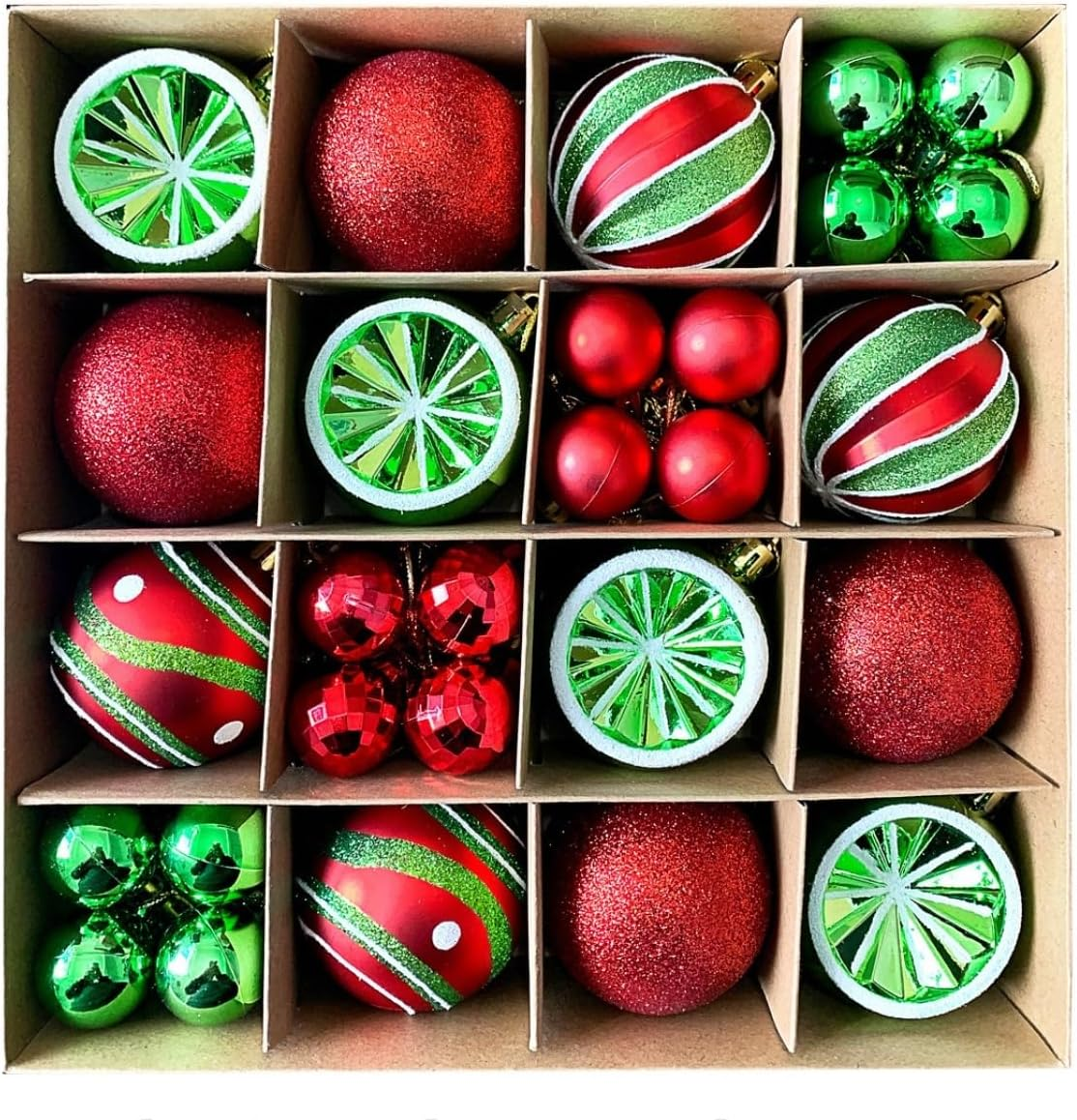 Mumoo Cat 44PCS Christmas Balls Decorations Set, Reusable Shatterproof Christmas Balls Hanging with Lanyard Decorative Unbreakable Trinket Balls for Christmas Holiday Party Home Decor (Red&Green)