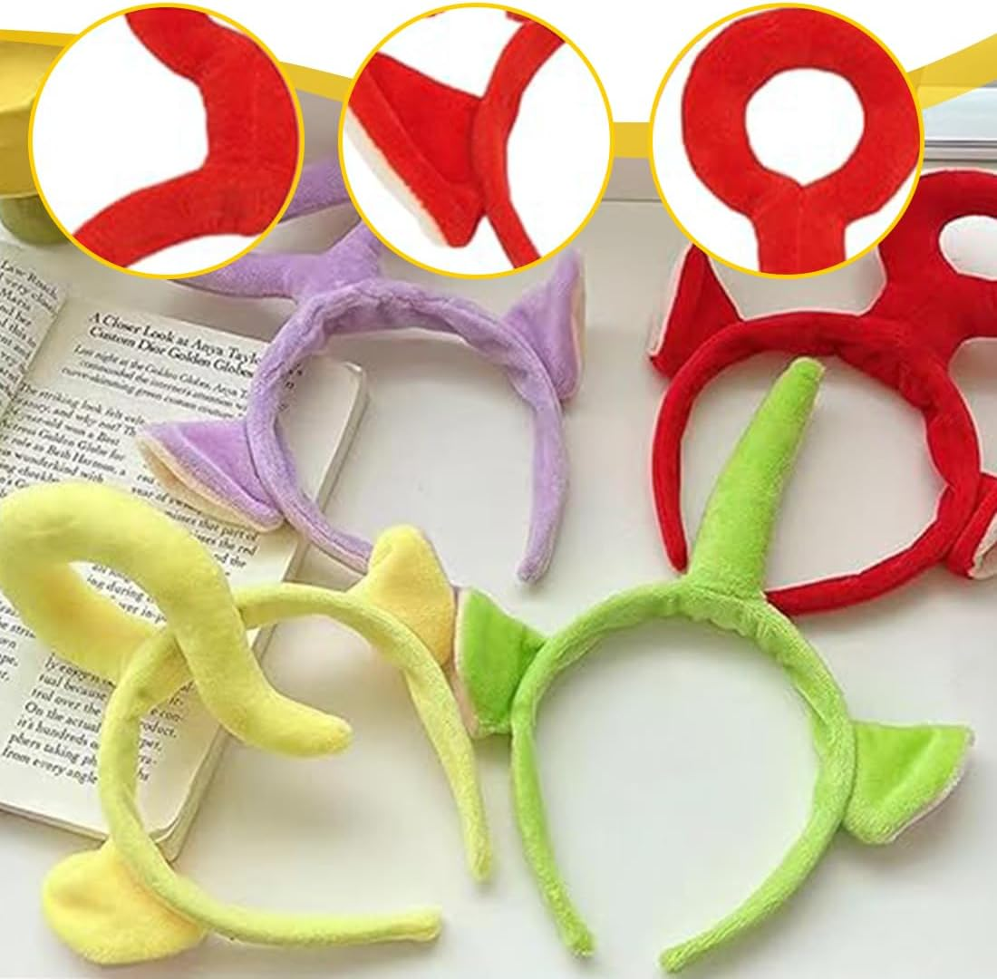 JAWUZ 4Pcs Cartoon Cute Teletubbies Style Hair Hoop the Teletubbies Plush Girls Headbands Washing Cute Face Hats 3D Hairpin Hair Accessories image number 2