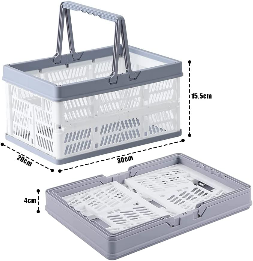 Living Today Collapsible Shopping Basket, Foldable Storage Containers, Plastic Stackable Picnic Basket with Handle image number 2
