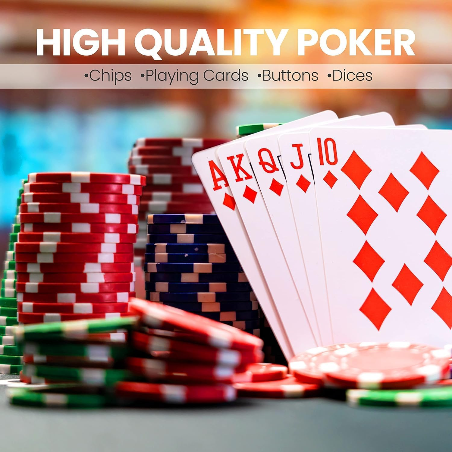 300PCS Poker Set, Complete with Cards, Chips, and Accessories, Host the Ultimate Poker Night, Perfect for Texas Home Game Nights, Blackjack or Roulette Games image number 6