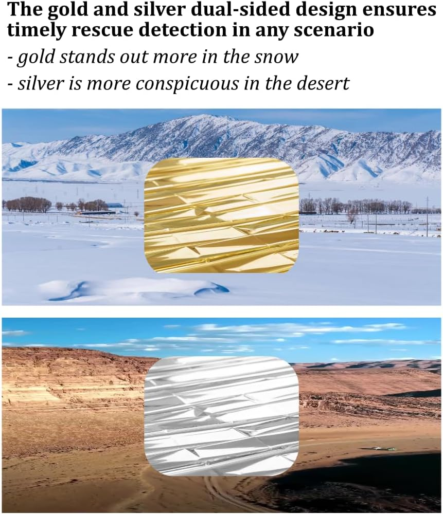 LYADH Extra Wide Emergency Mylar Foil Blankets 7-Packs, 160X210Cm, 20% Larger, Thermal Survival Blankets for Outdoor, Camping, Marathons, Hiking, First Aid and Emergency Preparedness (Gold & Silver) image number 5