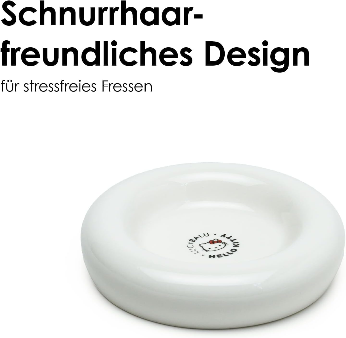 Lucybalu X Hello Kitty Drop Porcelain Cat Bowl: Raised Cat Feeding Bowl & Water Bowl for Cats - Porcelain, White image number 5