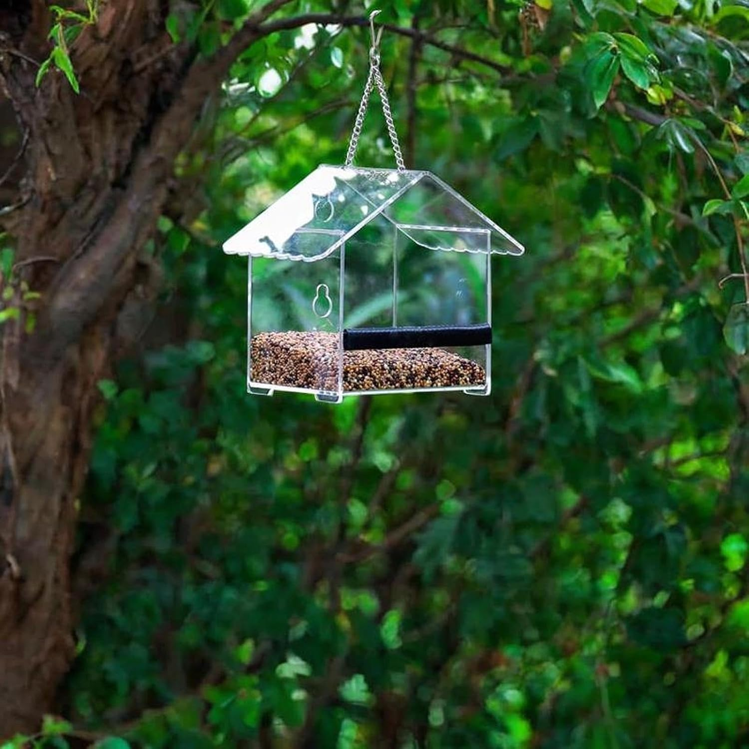 Folpus Window Bird Feeder Acrylic Clear Bird House 6.3X4.33X5.12Inch Garden Decor outside Hanging Birdfeeder for Outdoor Viewing image number 1