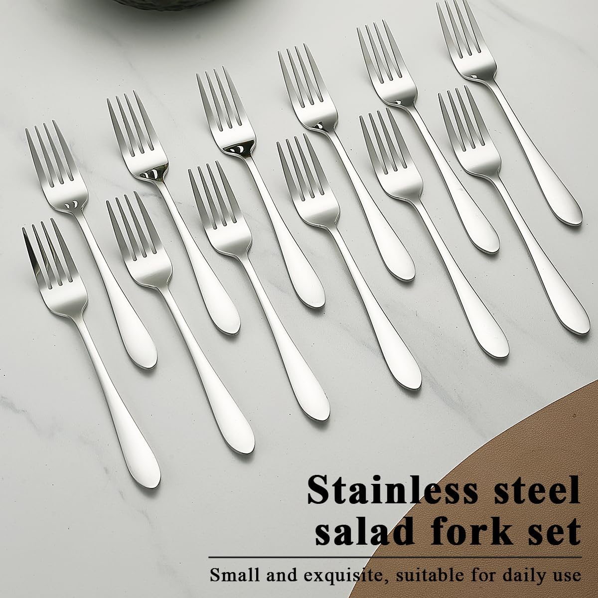 Berglander Table Fork Set with 12 Pieces 20.5 Cm, Stainless Steel Fork Set, Forks for Dinner for Home, Restaurant, Daily Food, Easy to Clean and Dishwasher Safe - 1. Silver image number 6