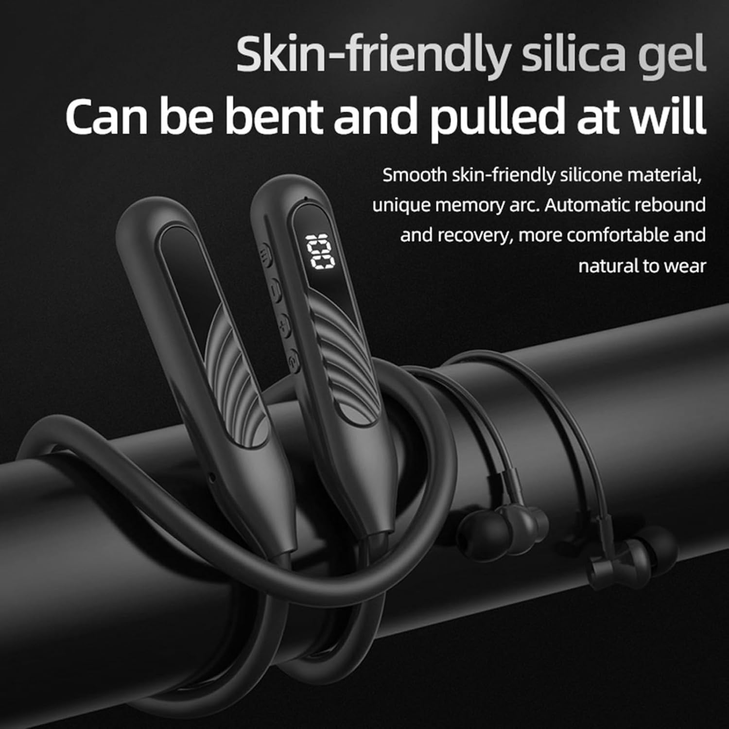 Wireless Neckband Earbuds, Digital Display Neck Wireles Earphones With, Curved Silicone Collar, Noise Reduction Feature, Ideal for Women during Travel, Workouts, Commutes, Outdoor Use image number 1