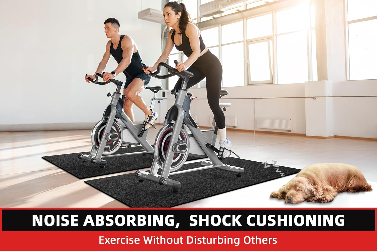 Gymcope Treadmill Mat, 183X91.5Cm Exercise Equipment Mat for Hardwood Floor Carpet Protection, 6Mm Thick, Exercise Bike Mat for Indoor Cycles, Rowing Machine, Elliptical