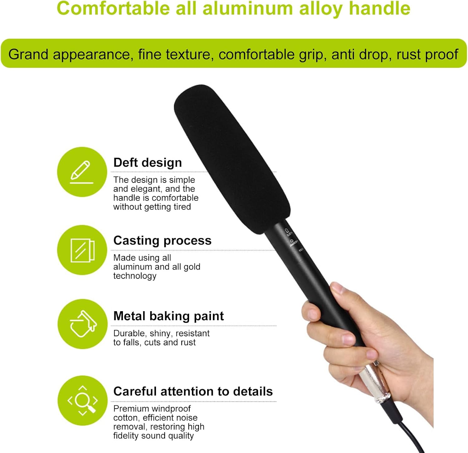 XLR Microphone, Professional Cardioid Mini Condenser Mic, Video & Broadcast Unidirectional Microphone Kit for Television News Reporter Interview image number 2