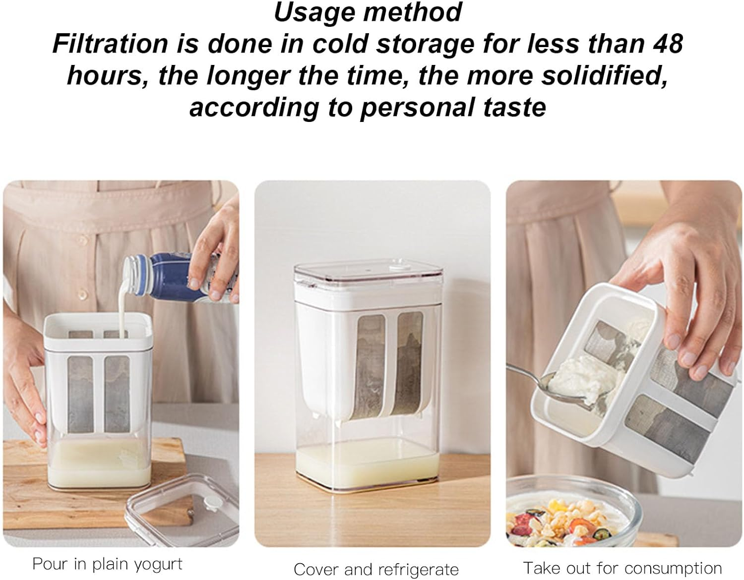 Yogurt Strainer, Greek Yogurt Maker Food Strainer Reusable Kitchen Tools with Extra Fine Mesh Stainless Steel Strainer Basket for Milk Coffee Milk Yogurt Juices image number 1